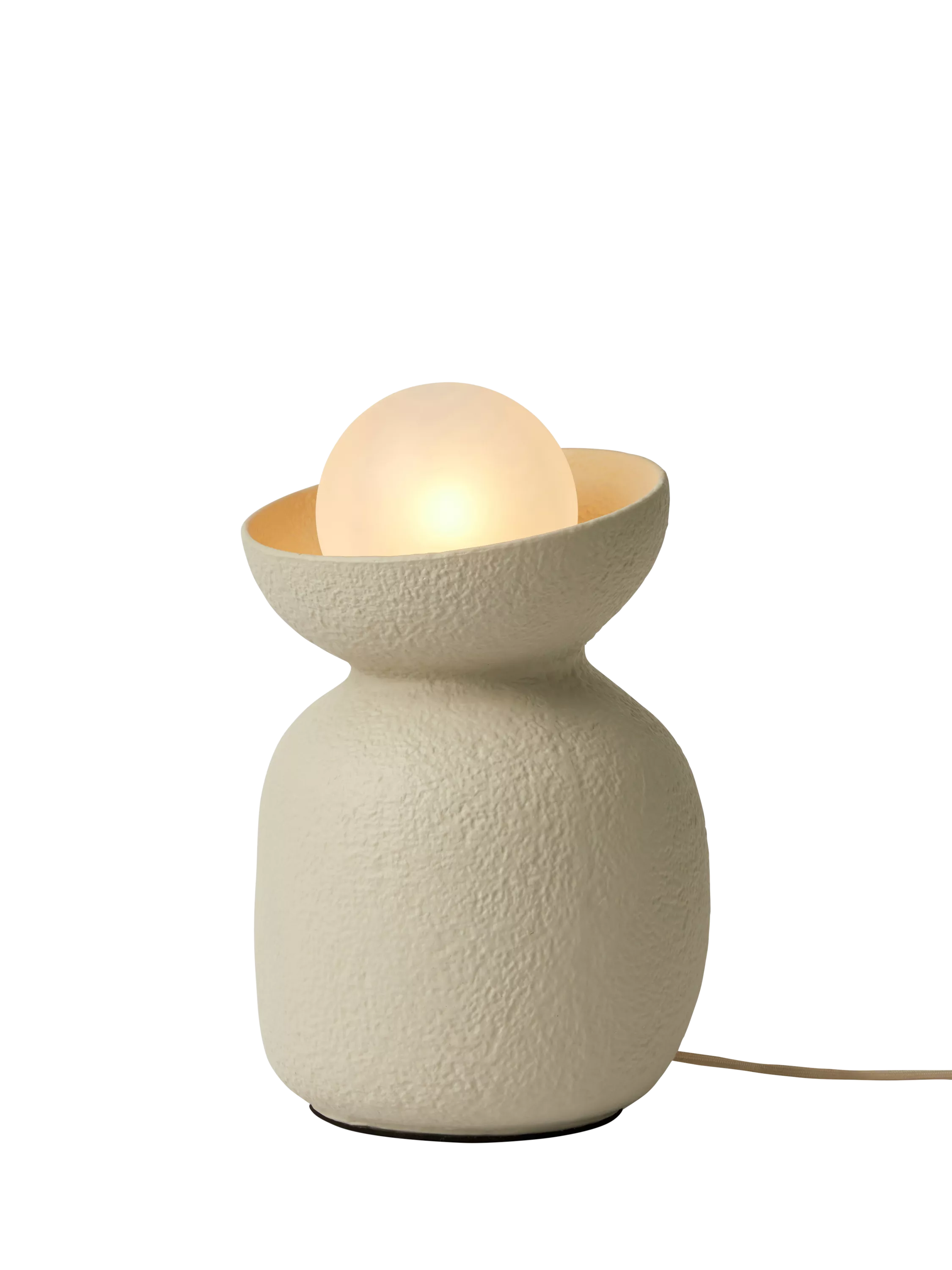 MADE Vera cream ceramic table lamp with textured base - British product