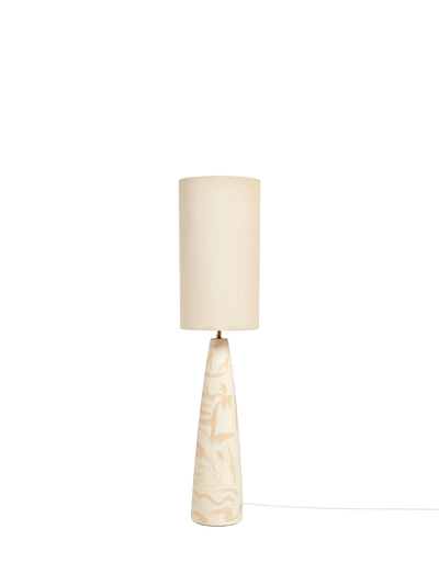 John Lewis MADE Vince Tapered Ceramic Base Floor Lamp, Cream, Medium- Buy online at McGrocer