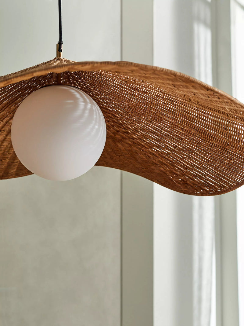 MADE Matara cream woven bamboo pendant light 90cm - UK version
