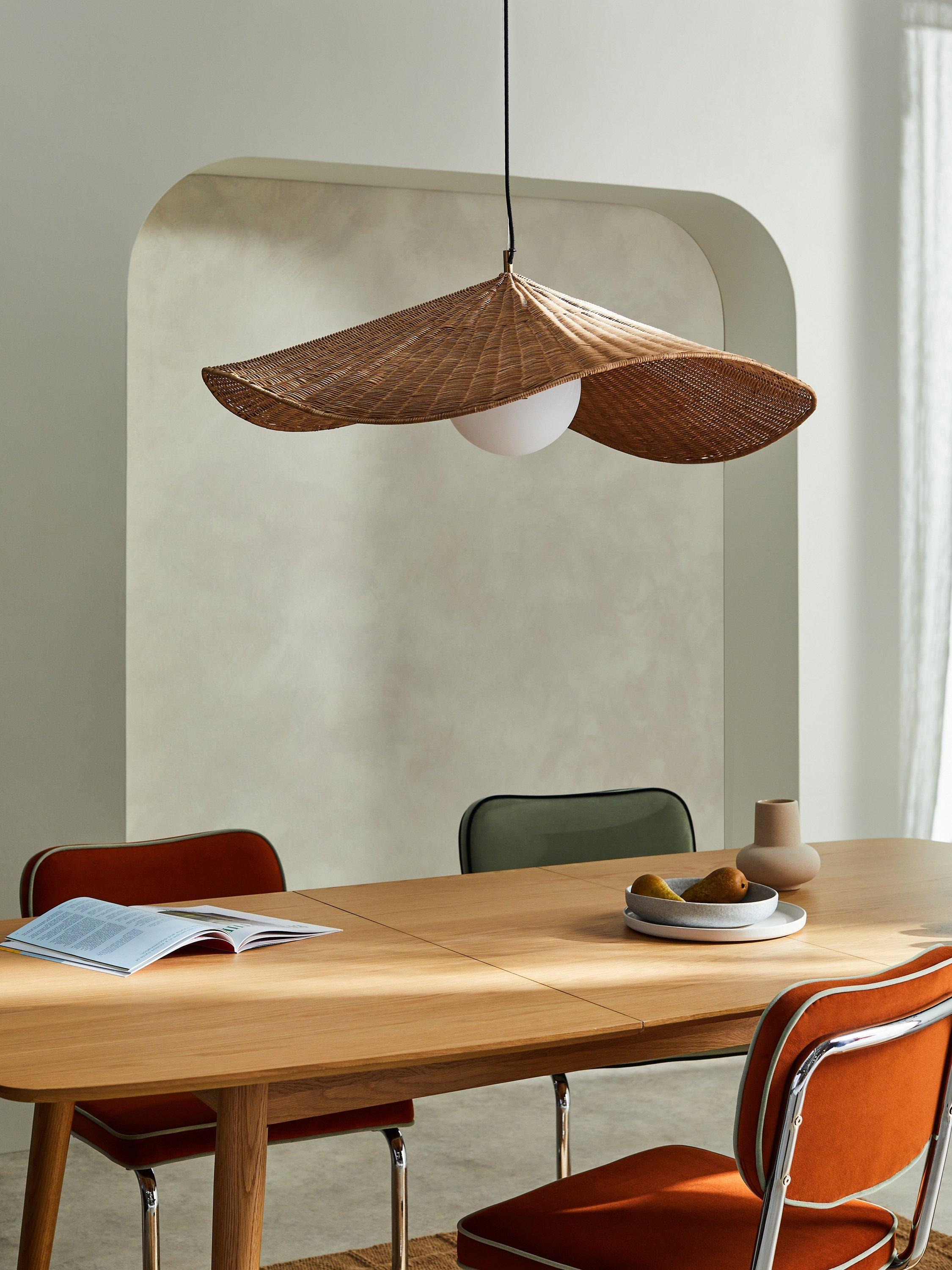 MADE Matara cream woven bamboo pendant light 90cm - UK version