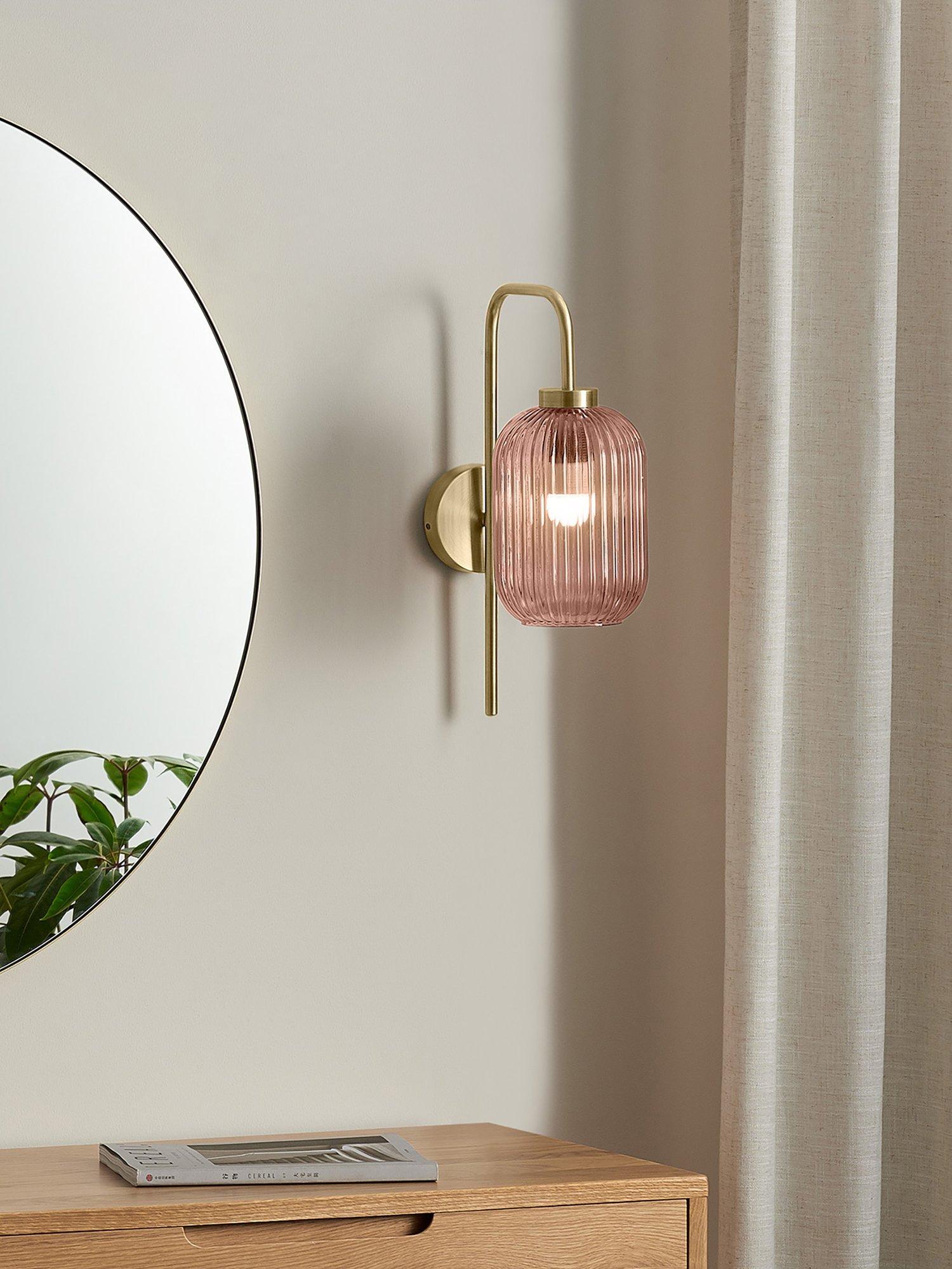 MADE Briz pink wall light textured glass (British brand)