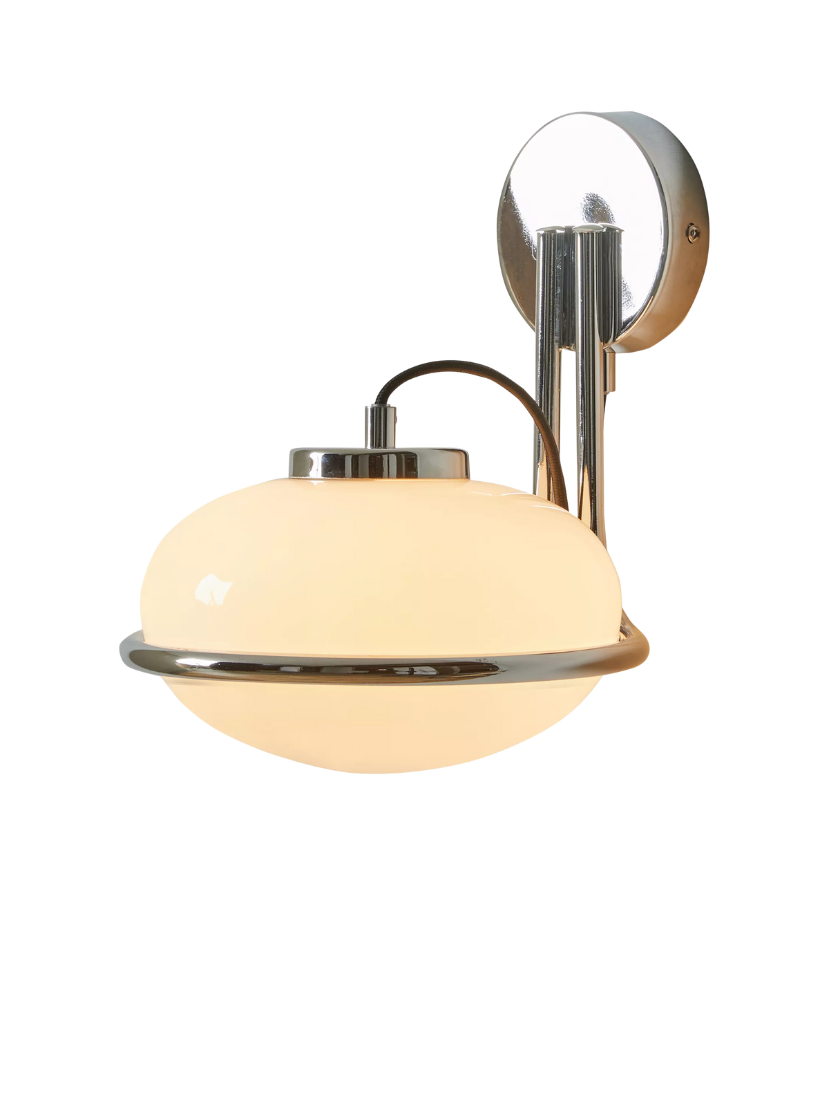 MADE Piper wall light chrome effect with glass globe, UK version