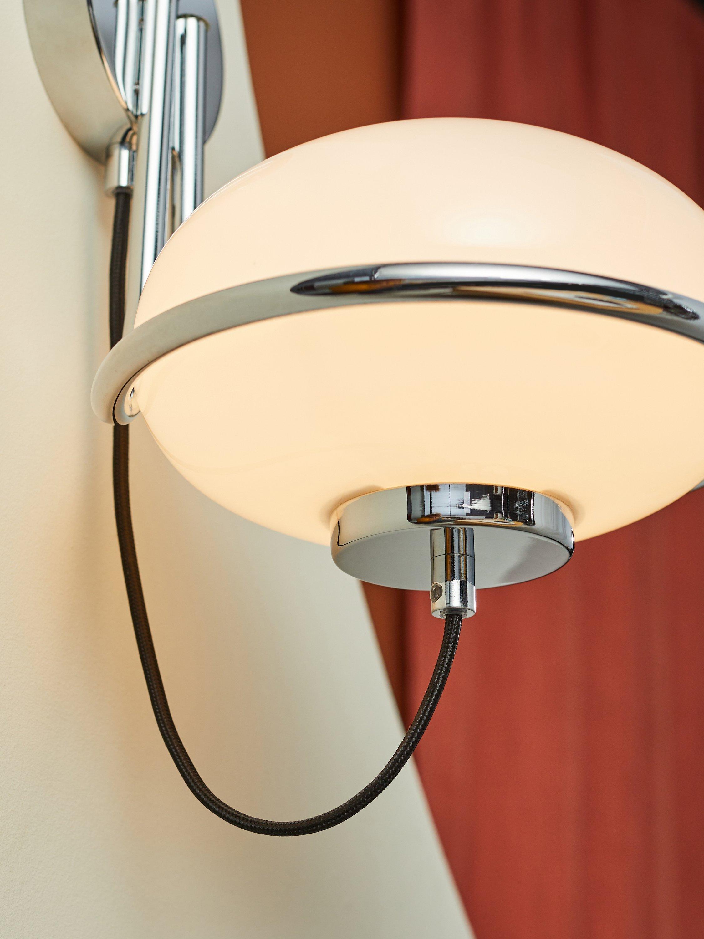 MADE Piper wall light chrome effect with glass globe, UK version