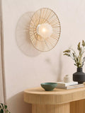 MADE Piper Weaver flush wall light with bamboo weave shade - British product