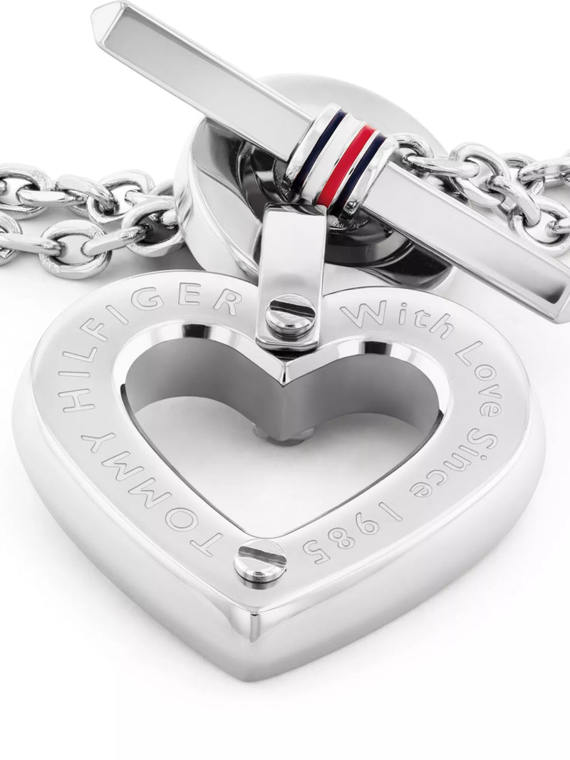 Tommy Hilfiger heart pendant chain bracelet in silver, imported from the UK