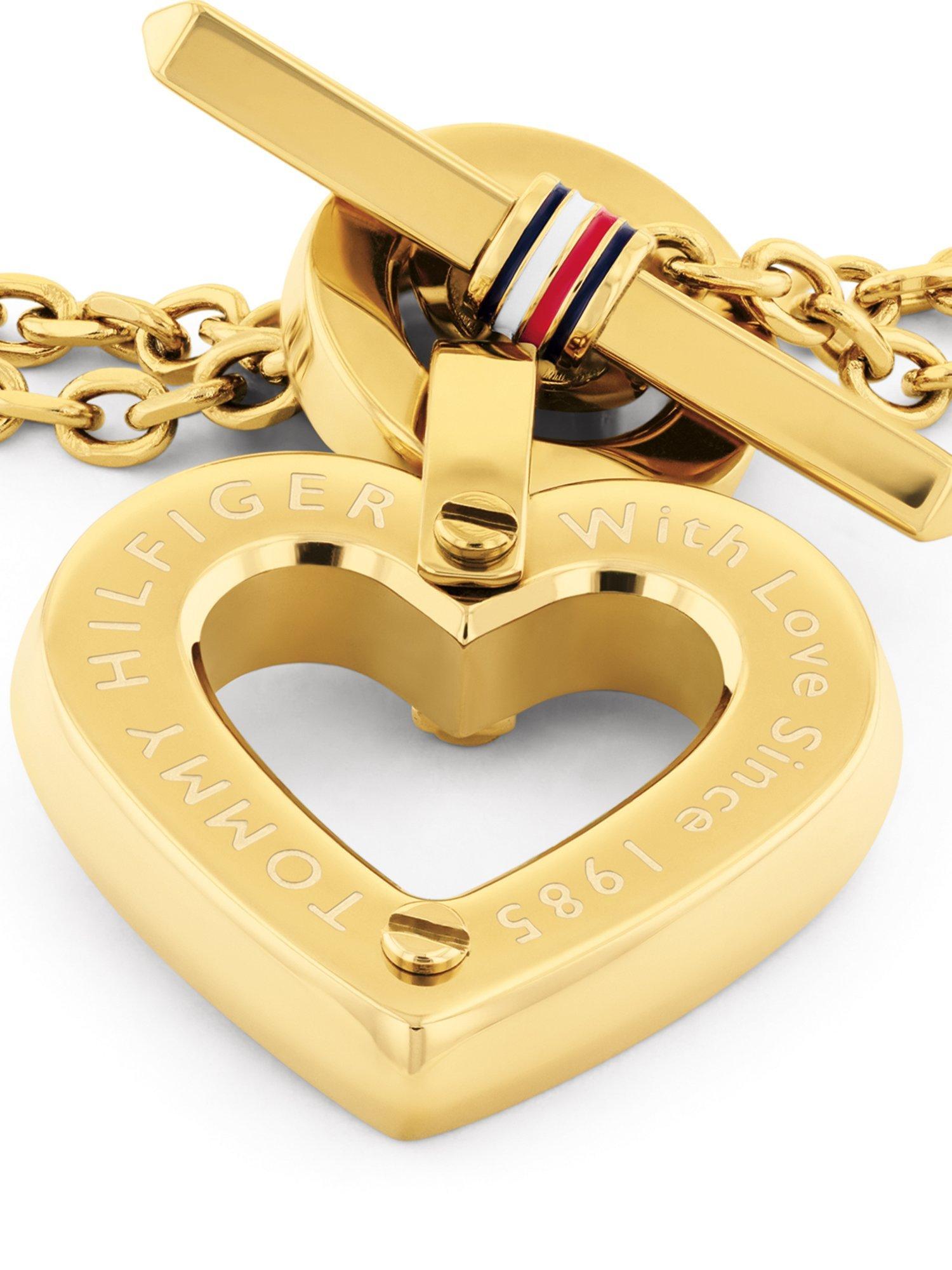 Tommy Hilfiger heart pendant chain bracelet in gold (British brand)