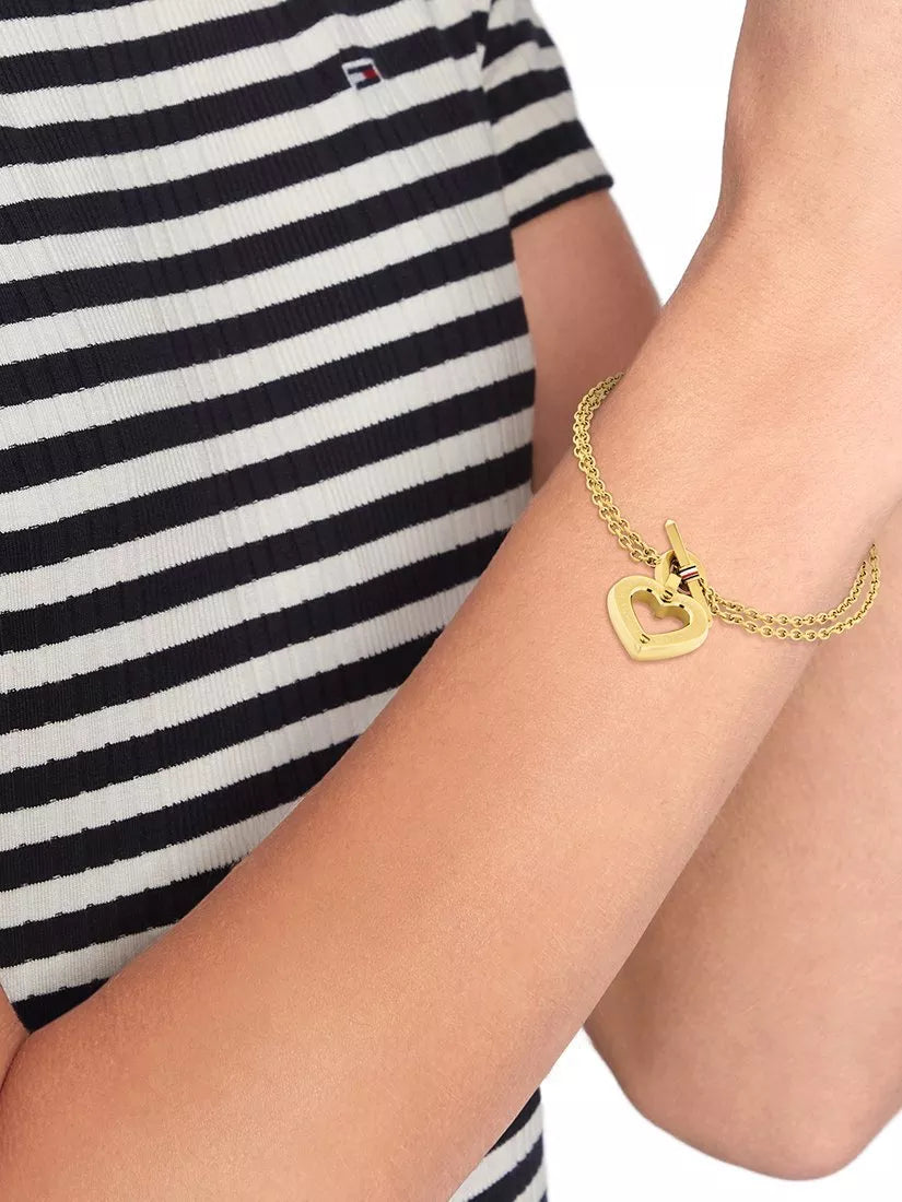 Tommy Hilfiger heart pendant chain bracelet in gold (British brand)