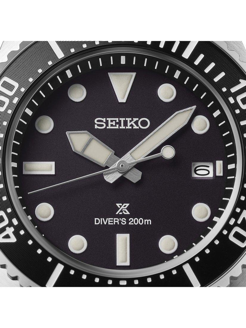 Seiko Prospex Solar Diver watch black dial silver bracelet (British brand)