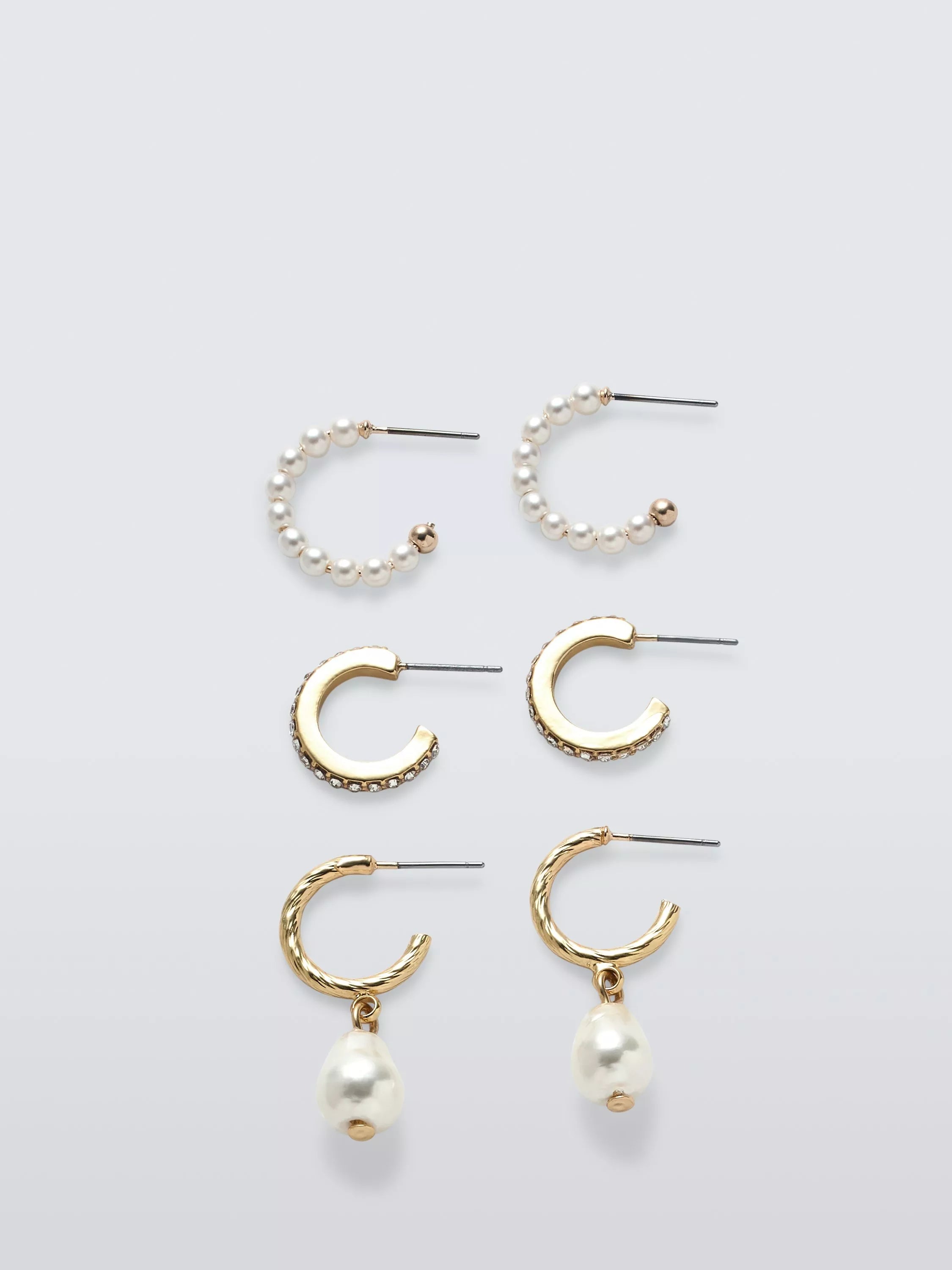 John Lewis gold hoop earrings trio set, UK version