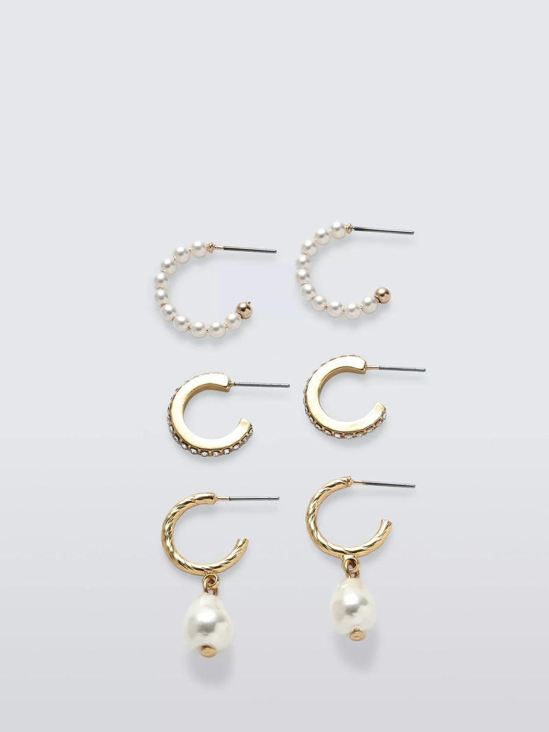 John Lewis gold hoop earrings trio set, UK version
