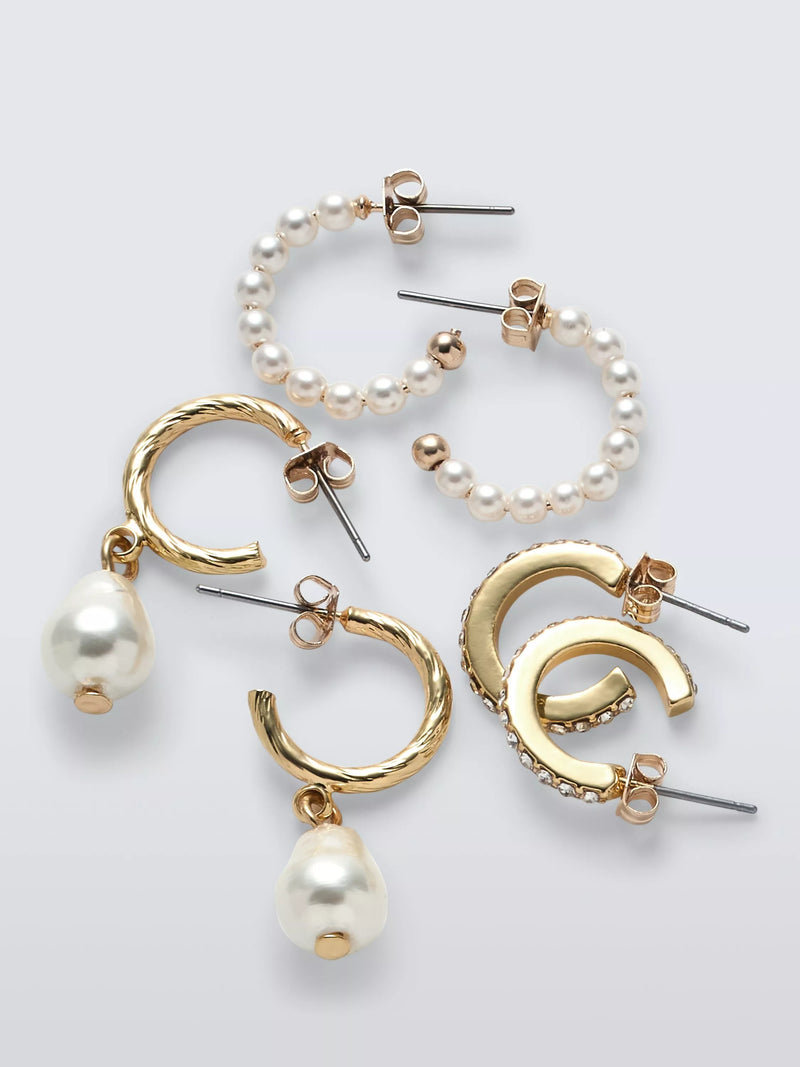 John Lewis gold hoop earrings trio set, UK version