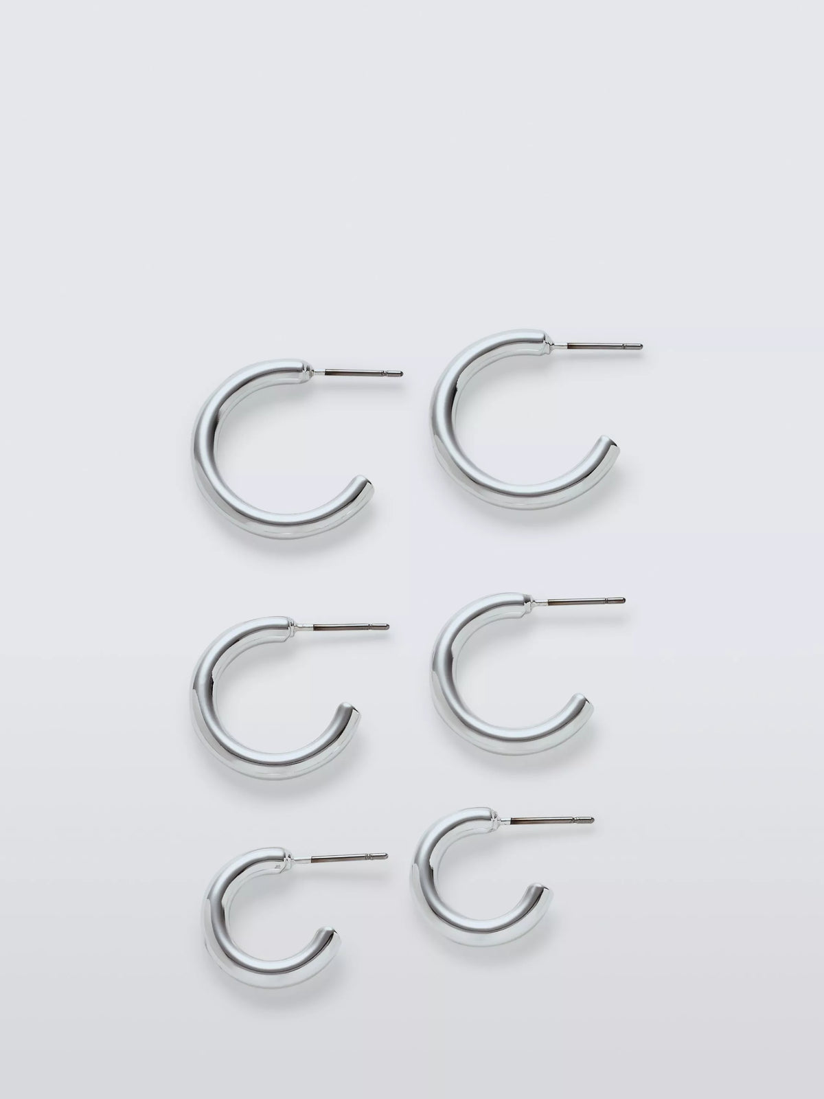 John Lewis hoop earrings set pack of 3 silver tone, UK version