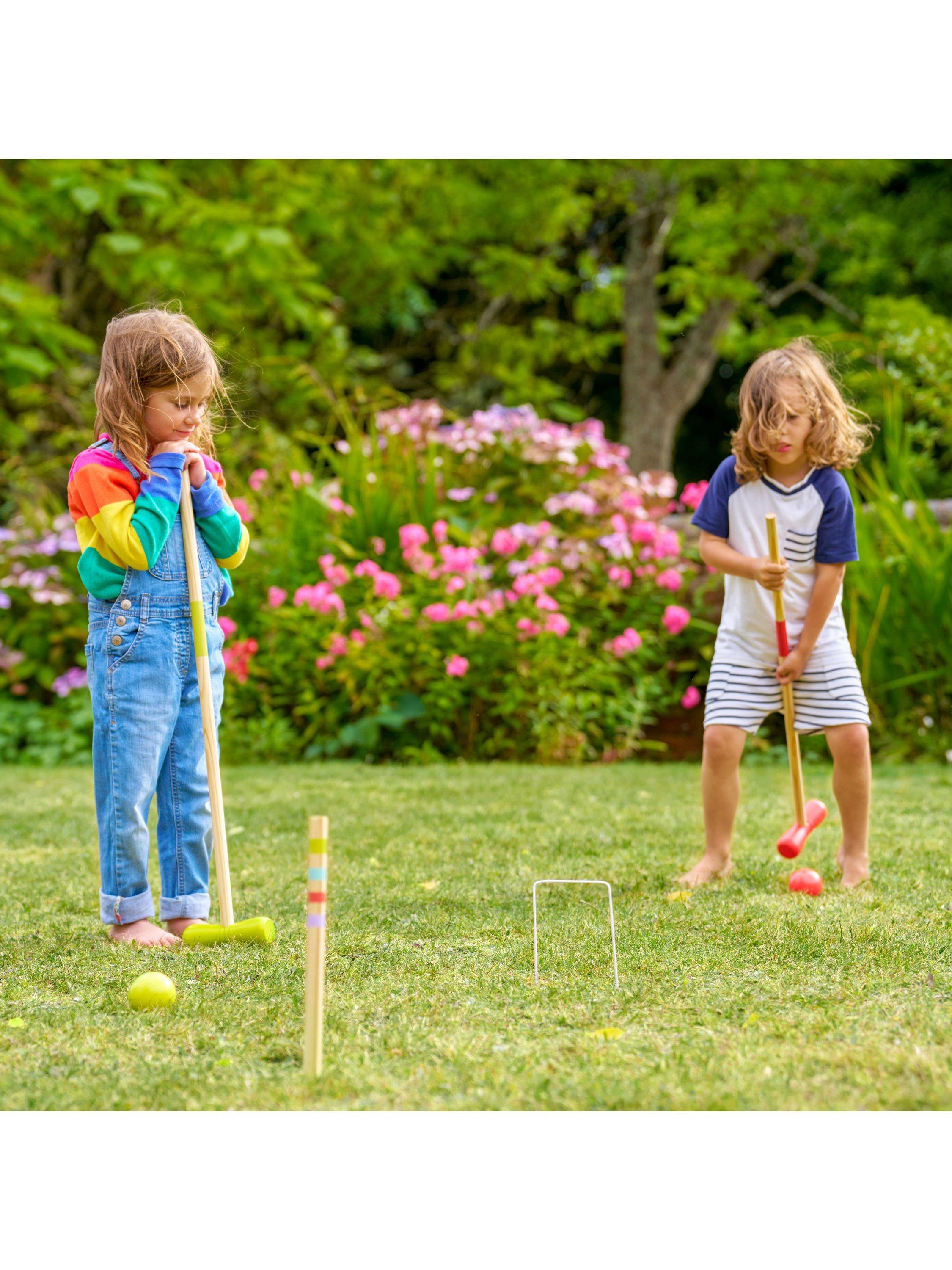 Mookie wooden croquet set for kids with mallets and balls (British brand)
