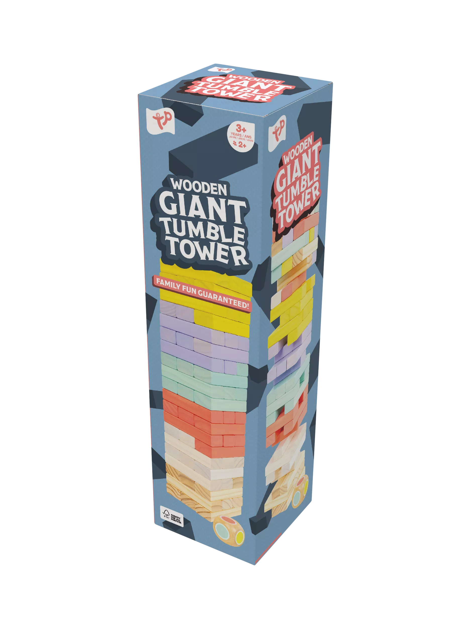 Mookie Giant Wooden Tumble Tower with pastel blocks (British brand)