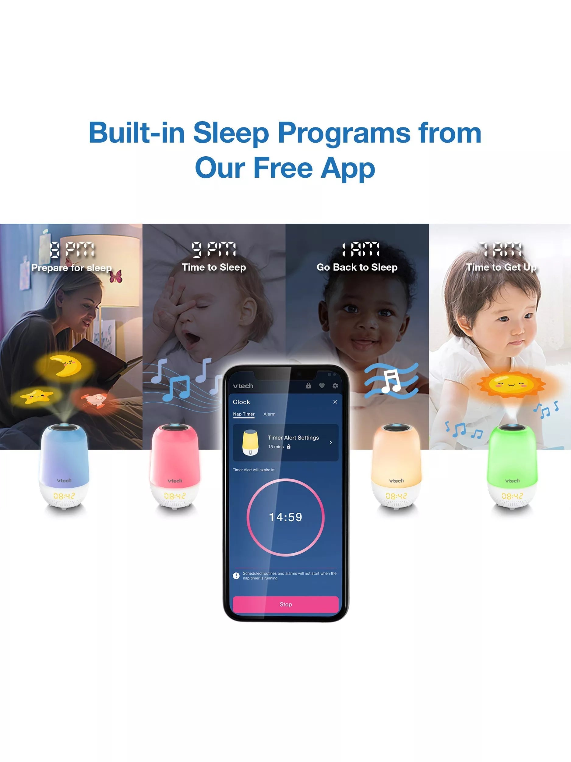 VTech V-Hush Lite soothing sleep trainer night light projector, UK version