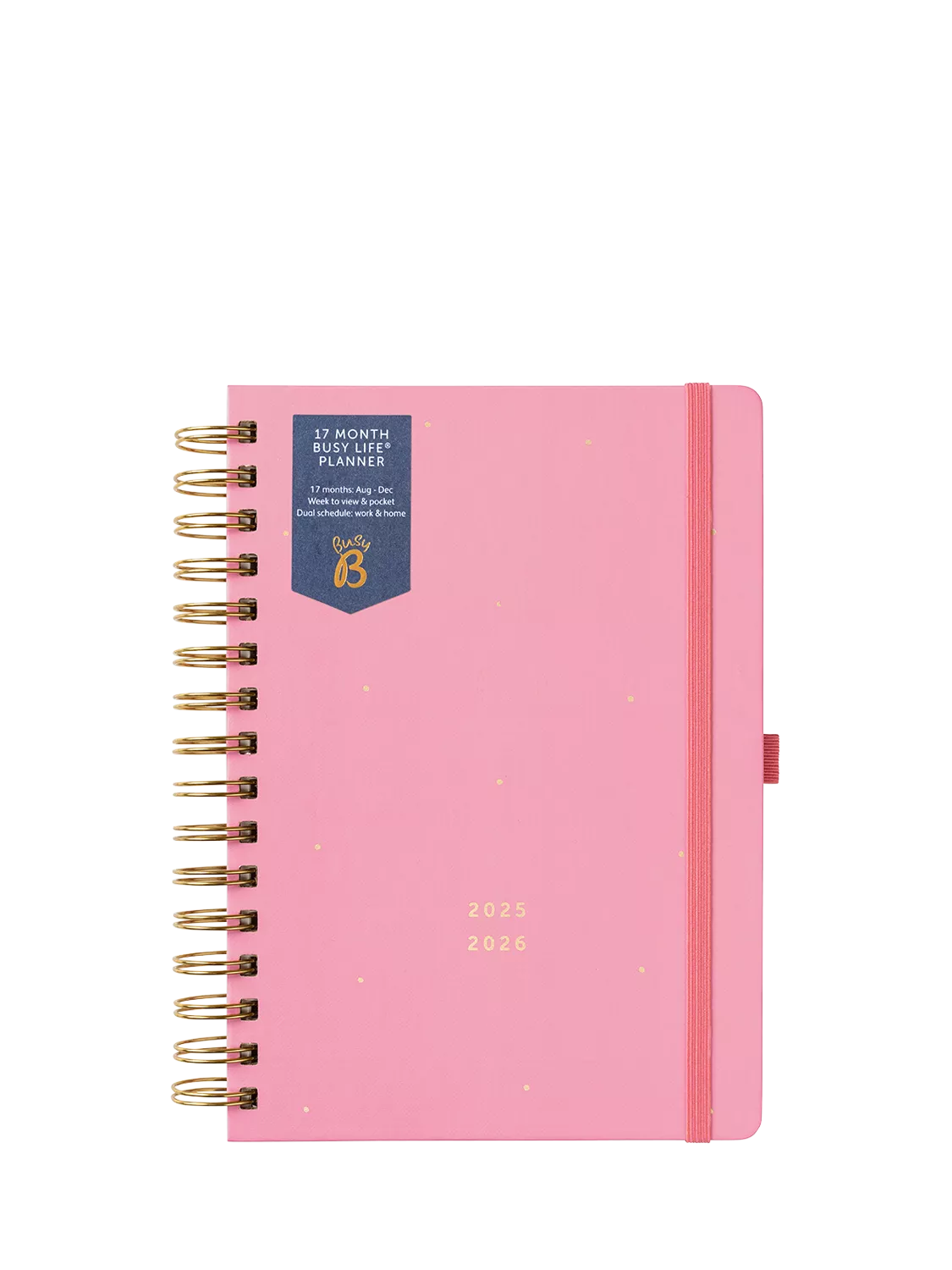Busy B 2025-26 week-to-view planner pink - British product