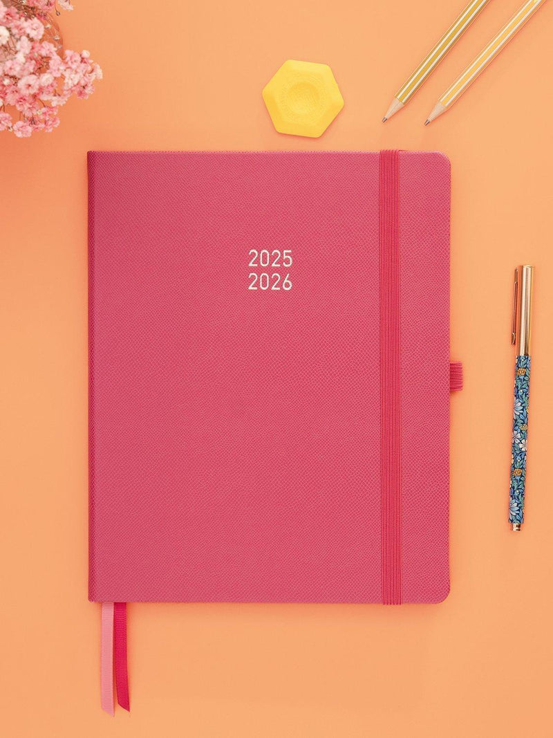 MUM's Office Big Family Planner pink hardback diary 2025-26, UK version