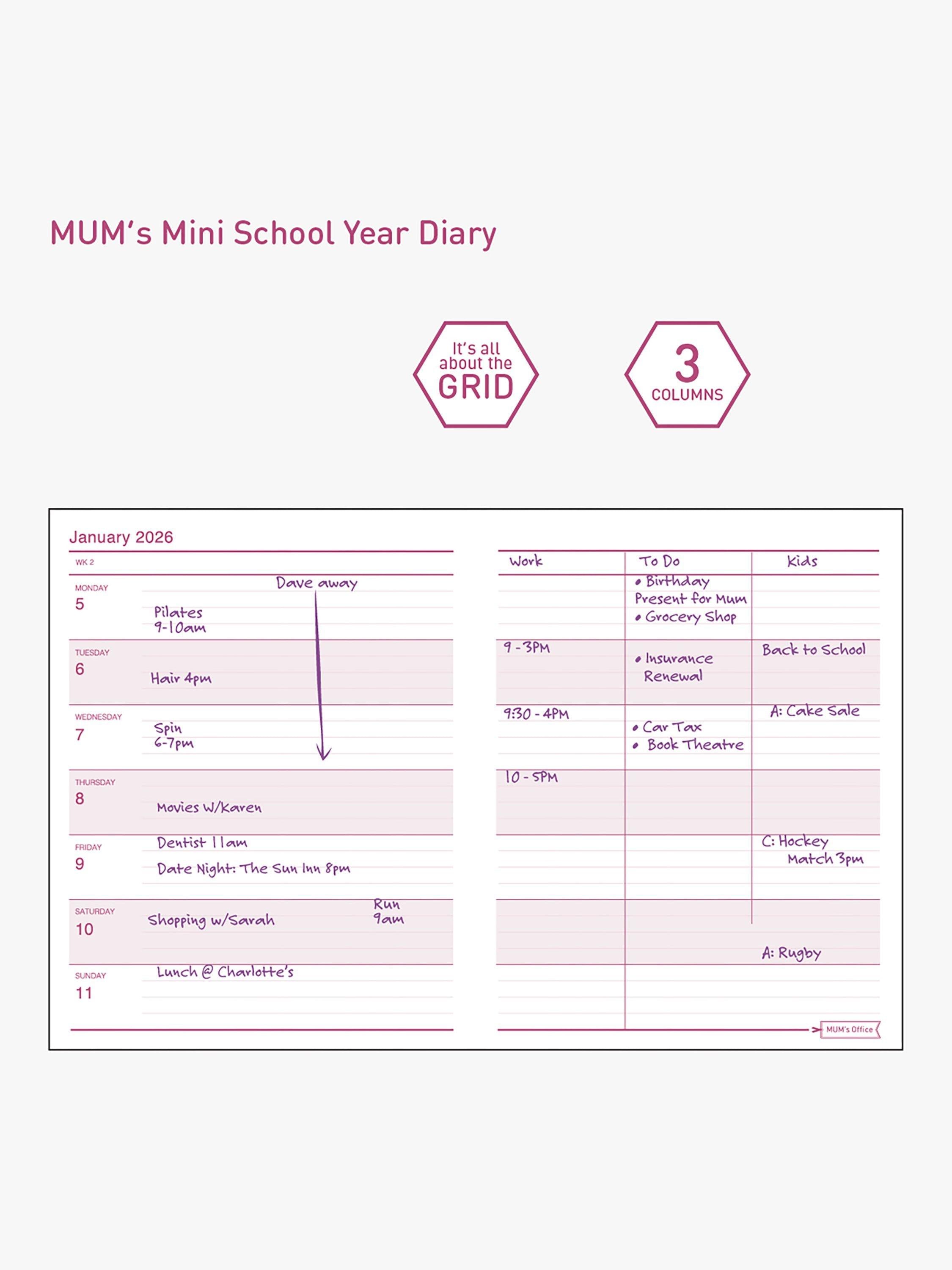 MUM's Office Mini Academic Mid-Year Diary Pink, UK version
