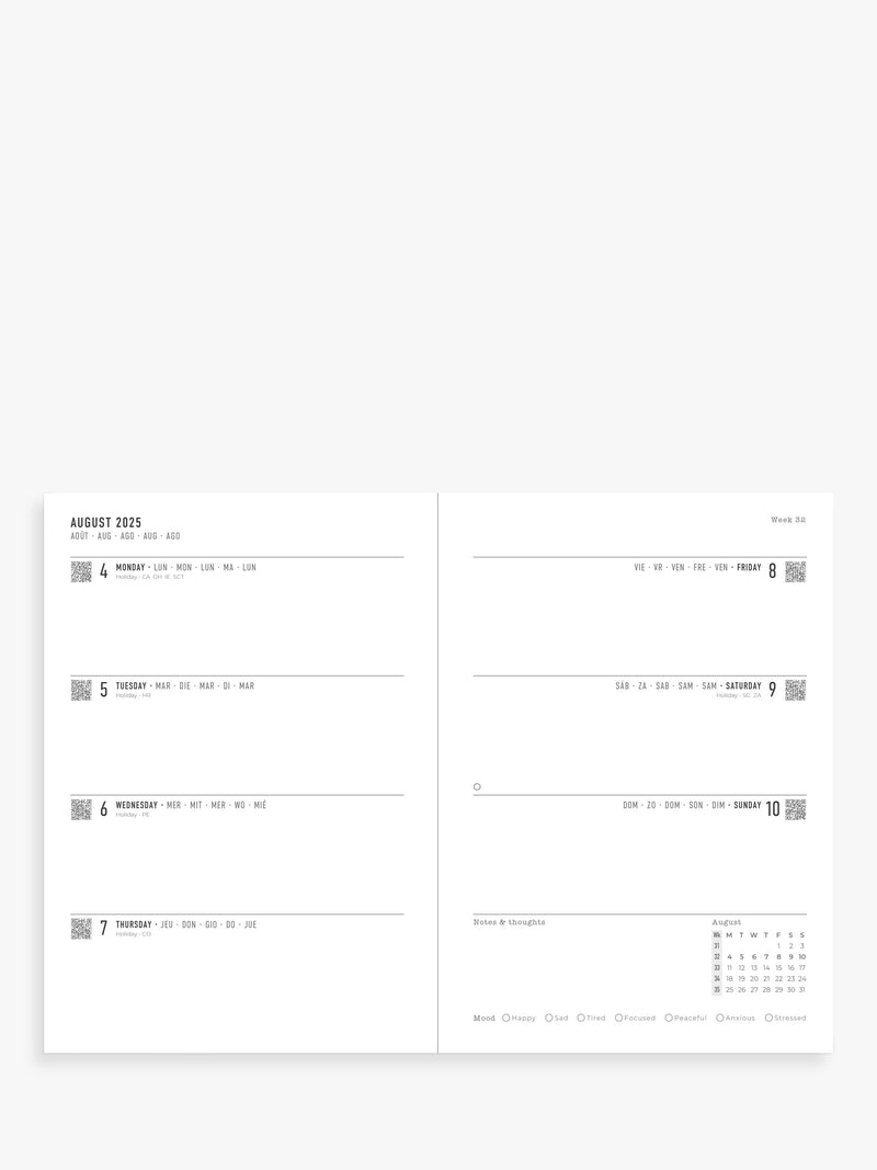 Letts A5 week to view diary silver foil cover, UK version