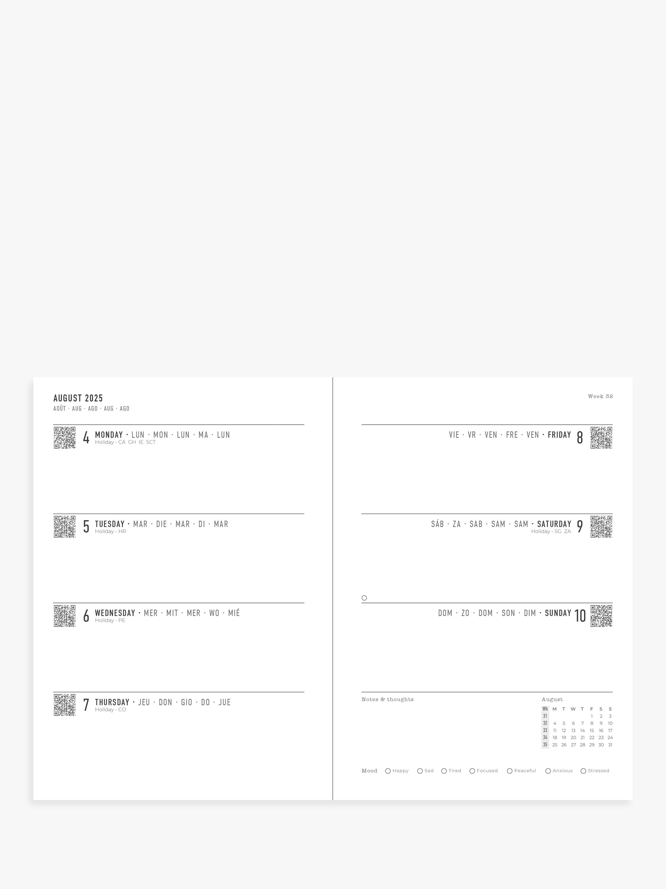 Letts academic week to view diary A5 gingham, UK version