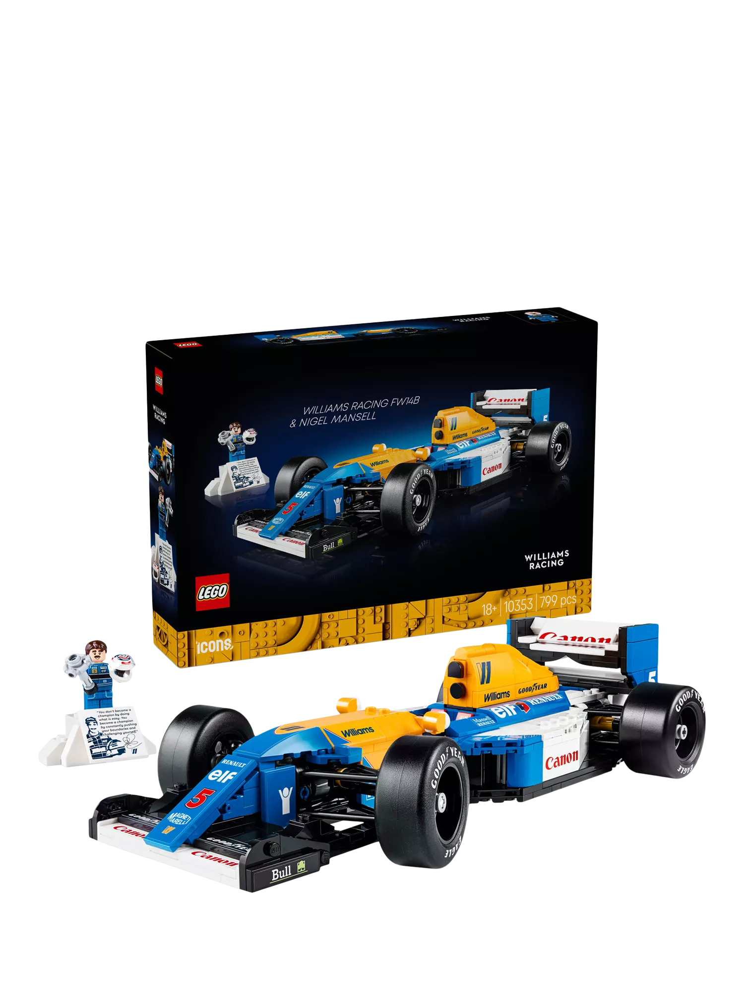 Lego Icons Williams Racing FW14B & Nigel Mansell model building kit, UK version