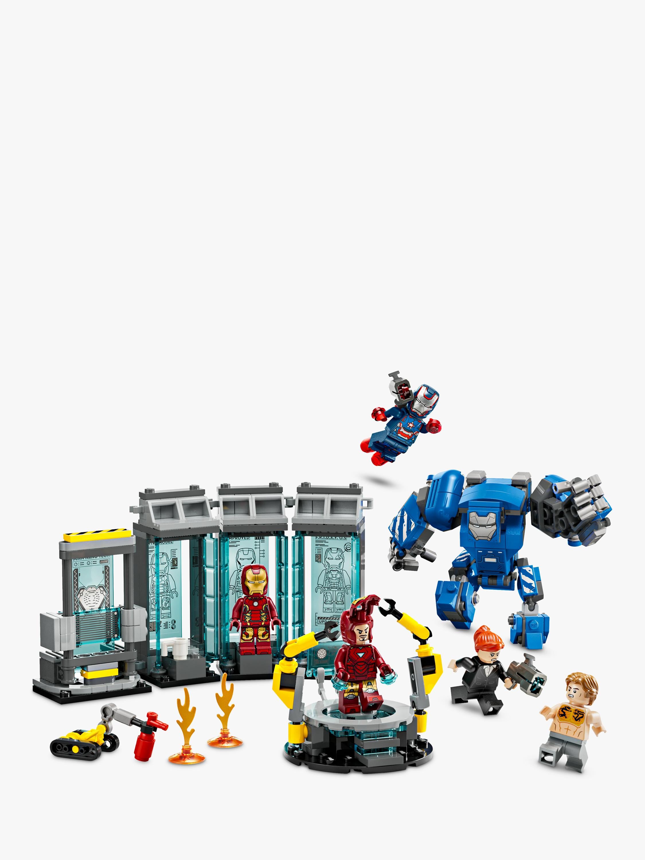 LEGO Marvel Iron Man's Laboratory Hall of Armour building toy, UK version