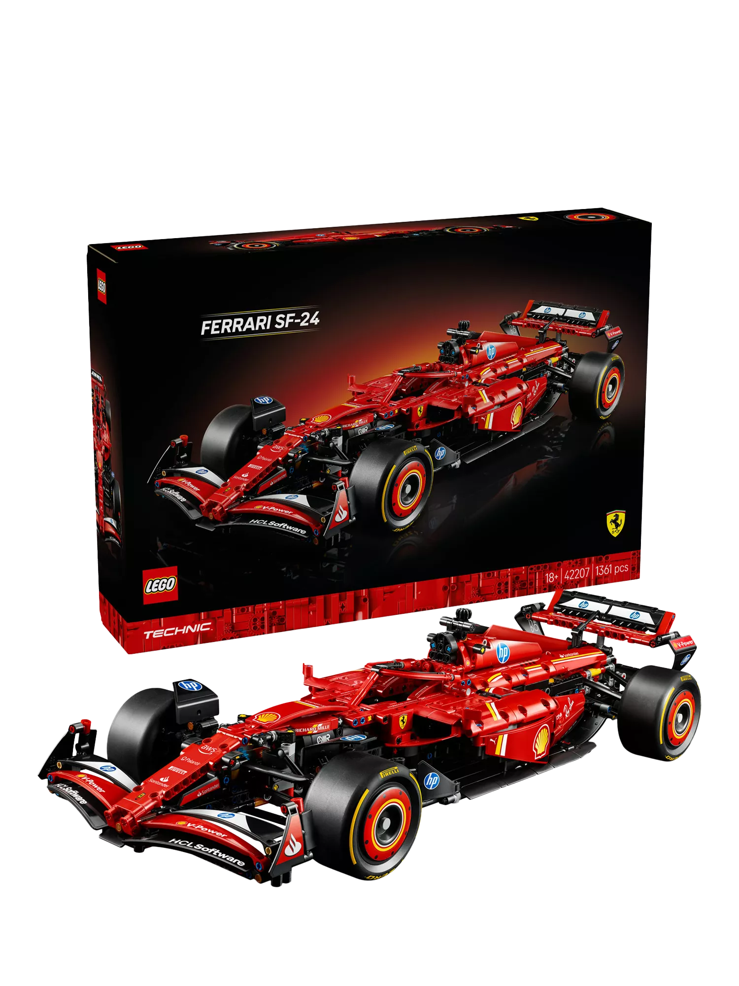 LEGO Ferrari SF-24 model car building kit, UK version