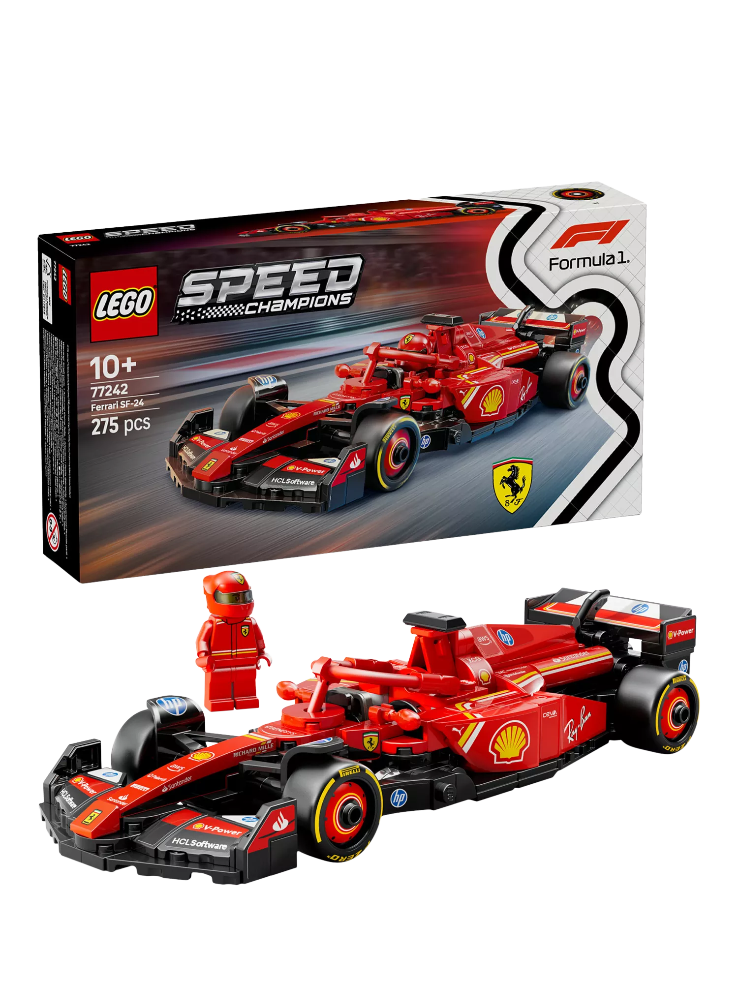 LEGO Ferrari SF-24 F1 car building set, imported from the UK
