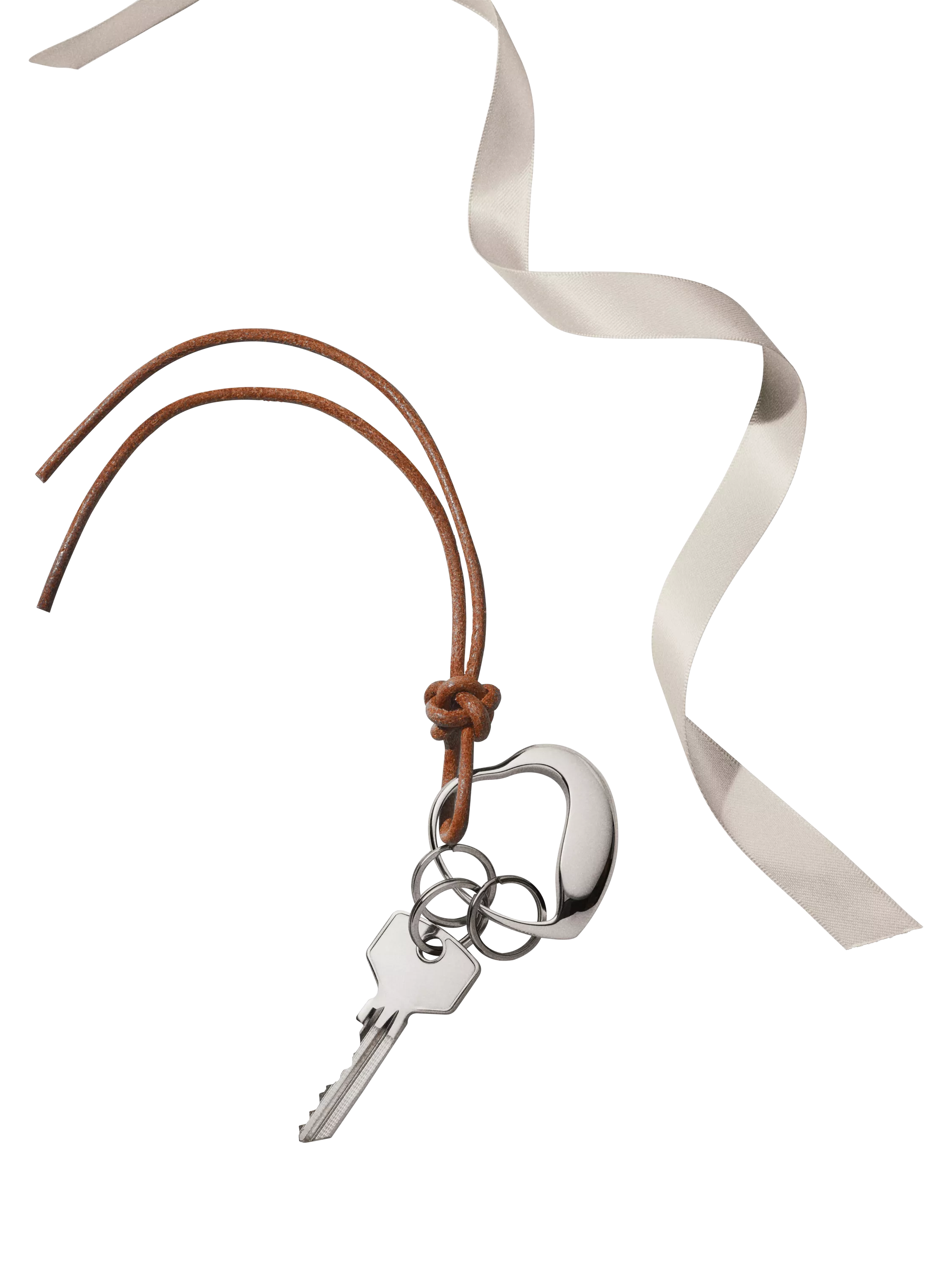 Georg Jensen heart-shaped stainless steel keyring, imported from the UK