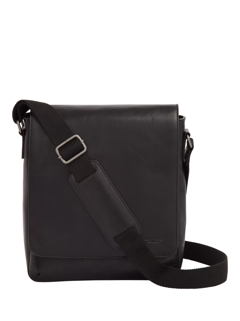 Osprey London leather messenger bag black (British brand)