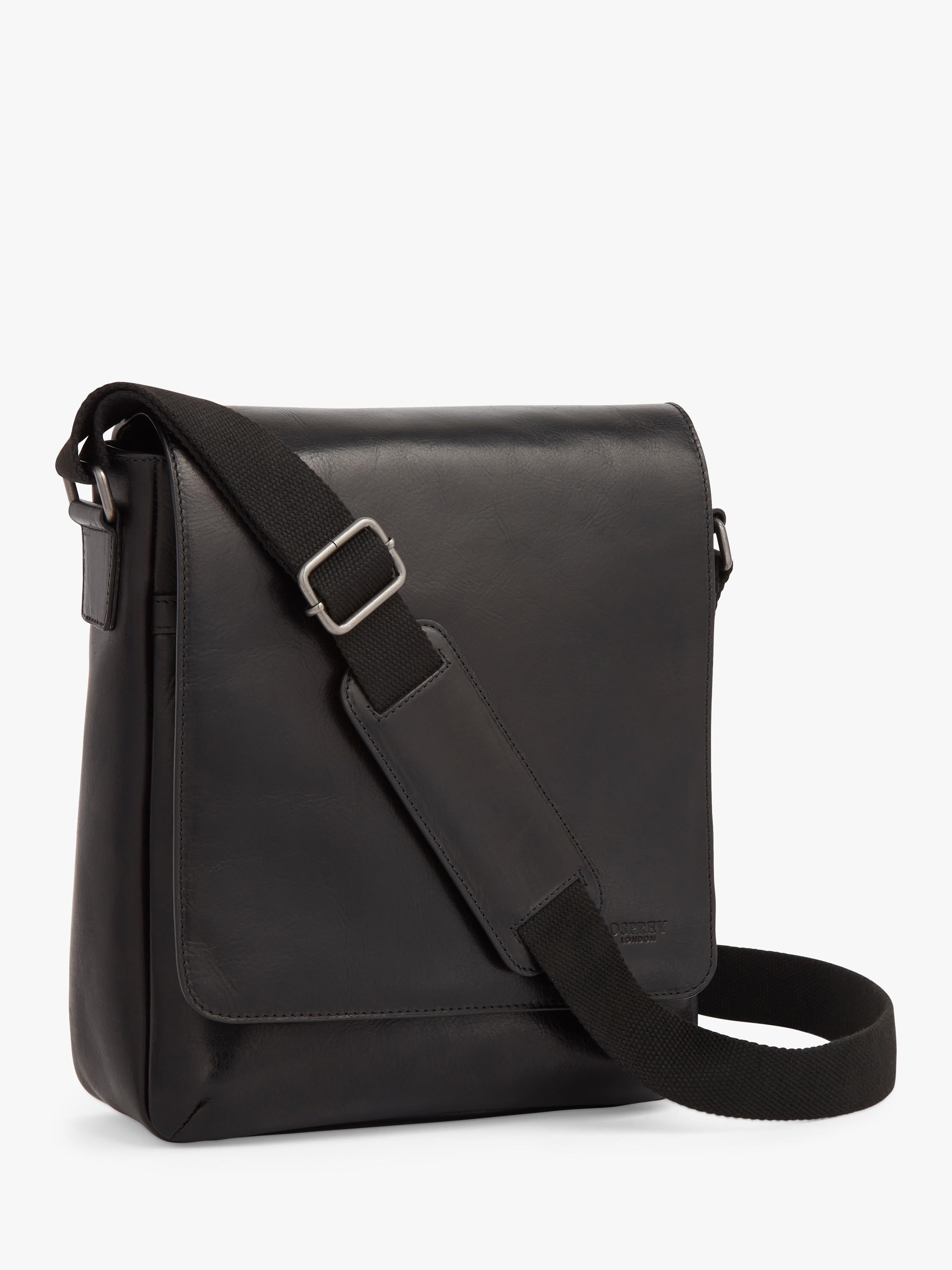Osprey London leather messenger bag black (British brand)