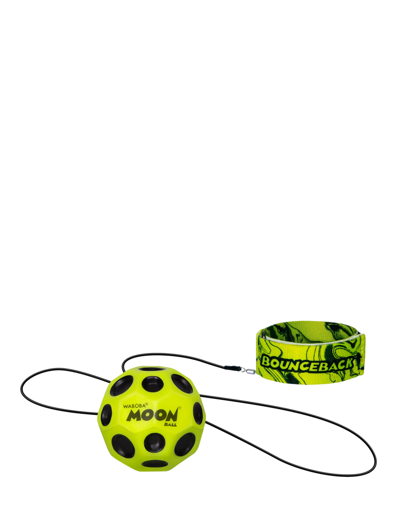 Waboba bounceback moon ball multi-colour with adjustable wristband leash (British brand)