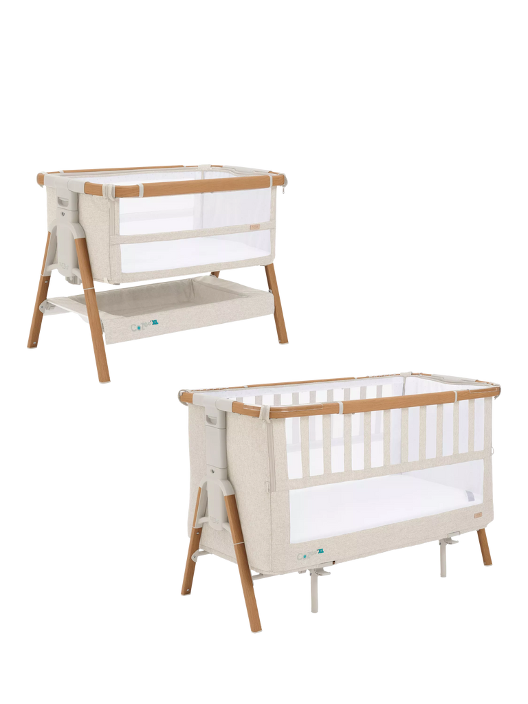 Tutti Bambini CoZee XL Bedside Crib and Accessories Bundle, Scandi Walnut/Ecru