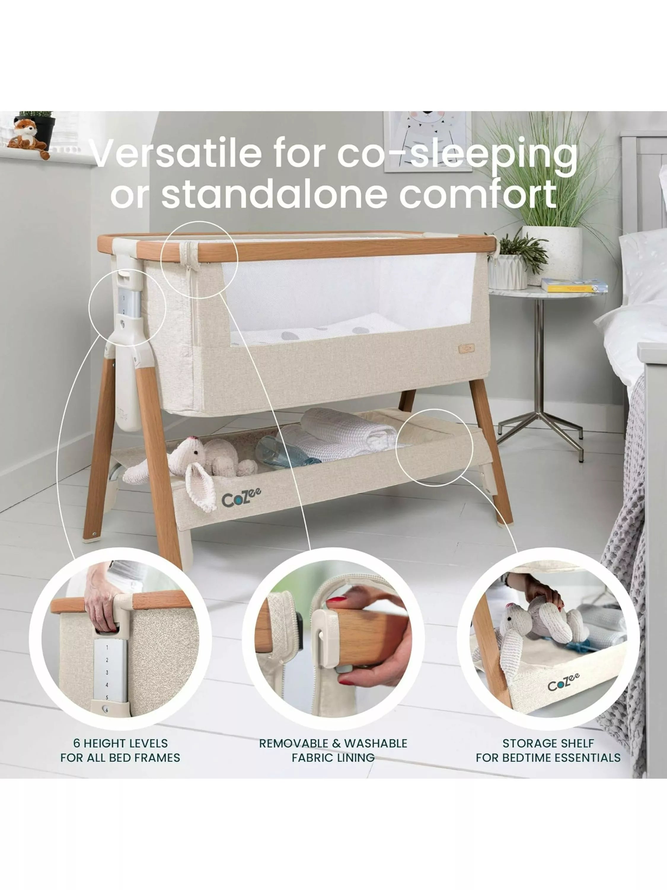 Tutti Bambini CoZee baby bedside crib (British brand)