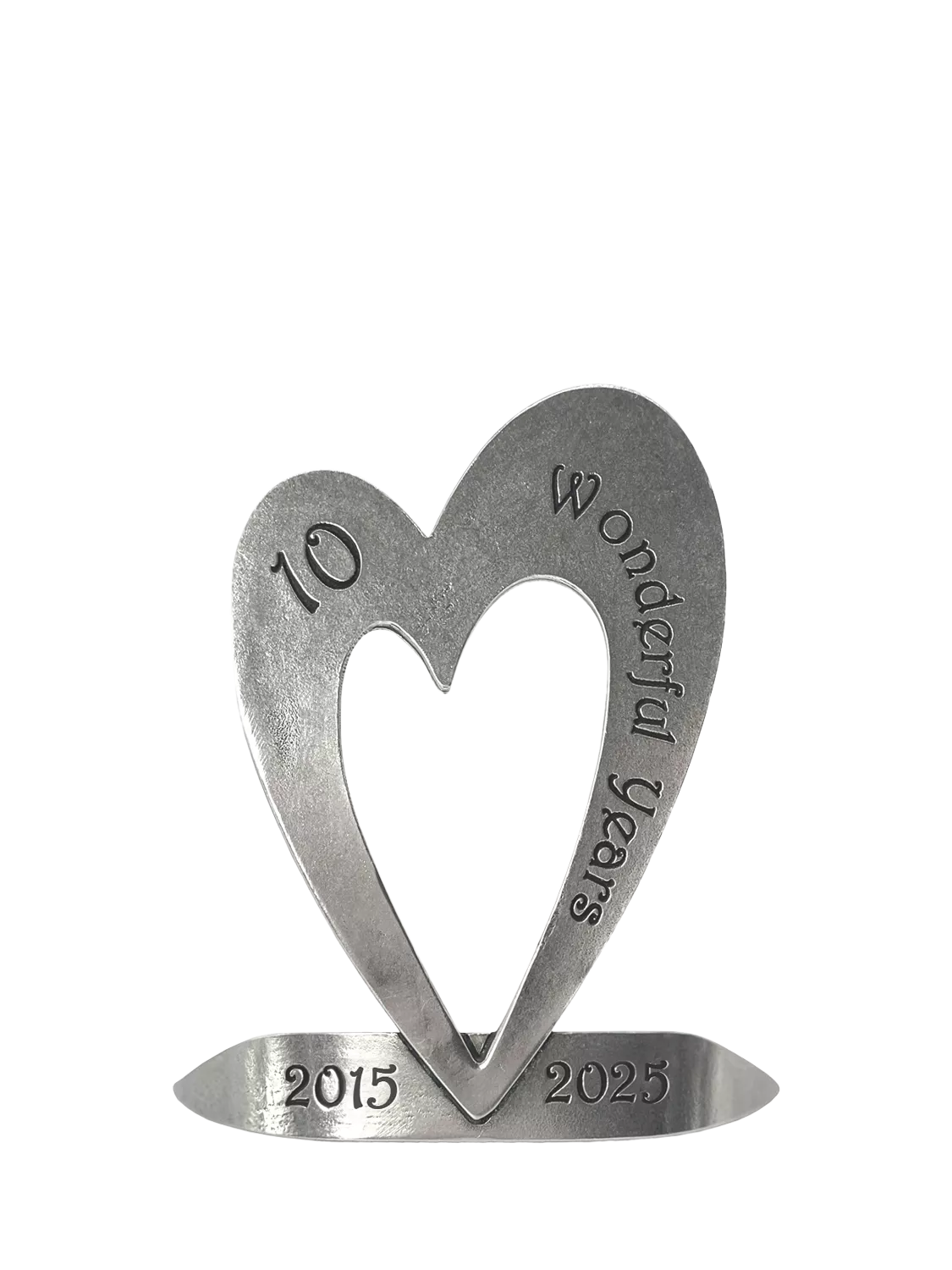 English Pewter Company heart shaped tin stand 10th anniversary - British product