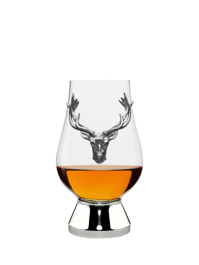 Glencairn Whiskyglas der English Pewter Company, Kristallglas, Hirschmotiv, 200 ml