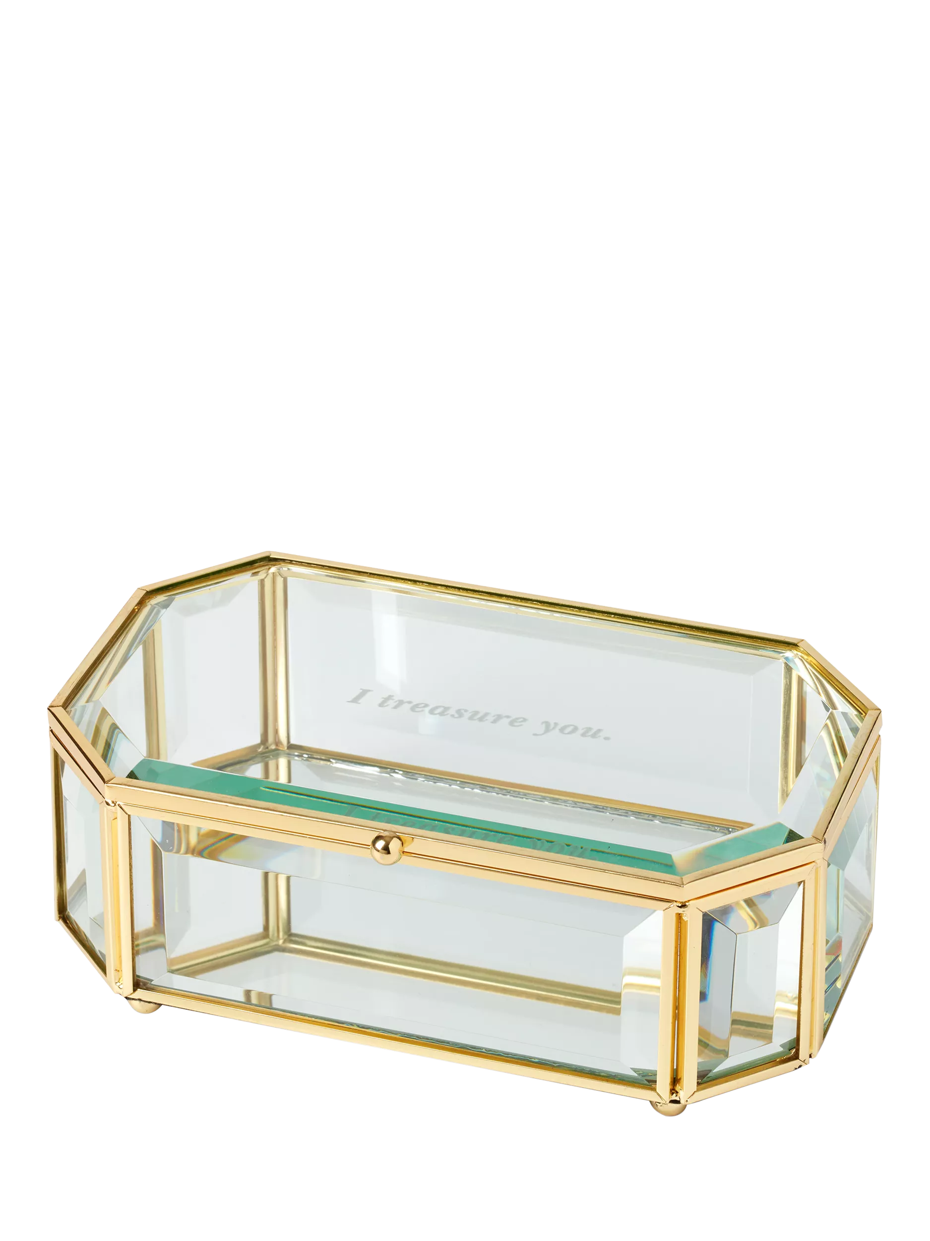 kate spade new york 'Treasure You' bevelled glass jewellery box clear, UK version
