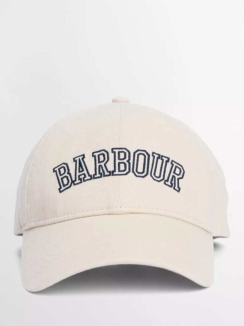 Barbour baseball cap in Salt colour with embroidered logo - British product