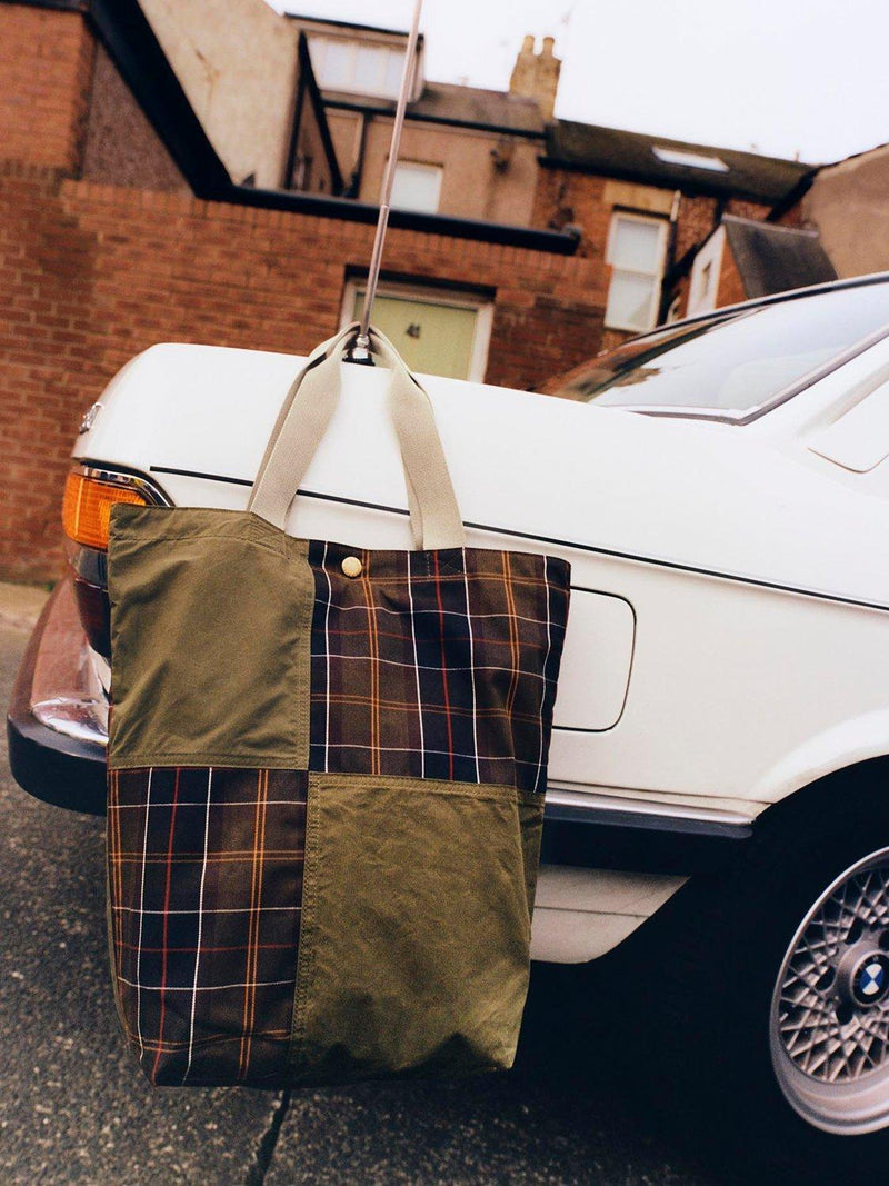 Barbour Transport Patchwork Tote Bag dusky green - British product