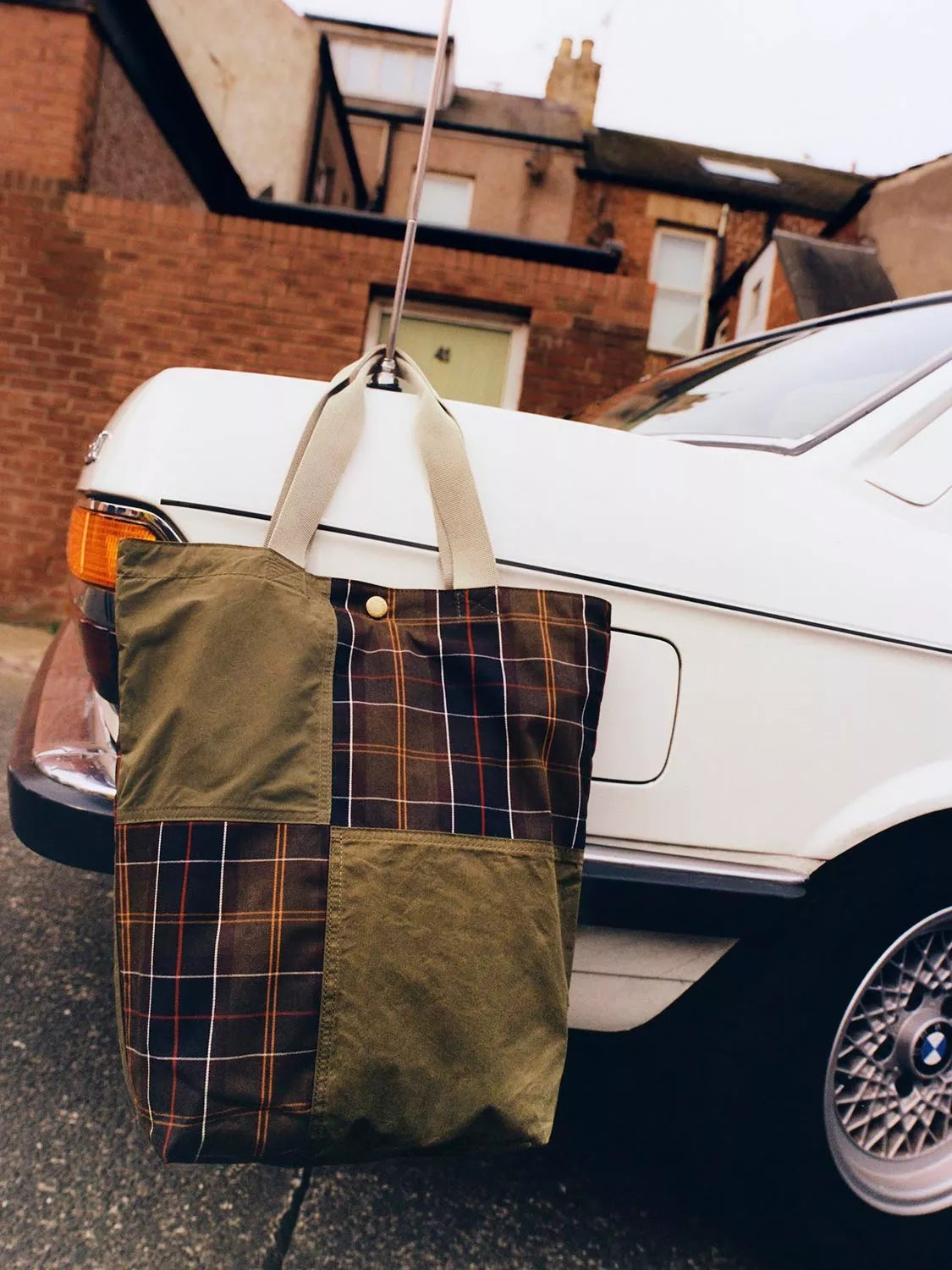 Barbour Transport Patchwork Tote Bag dusky green - British product