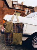 Barbour Transport Patchwork Tote Bag dusky green - British product