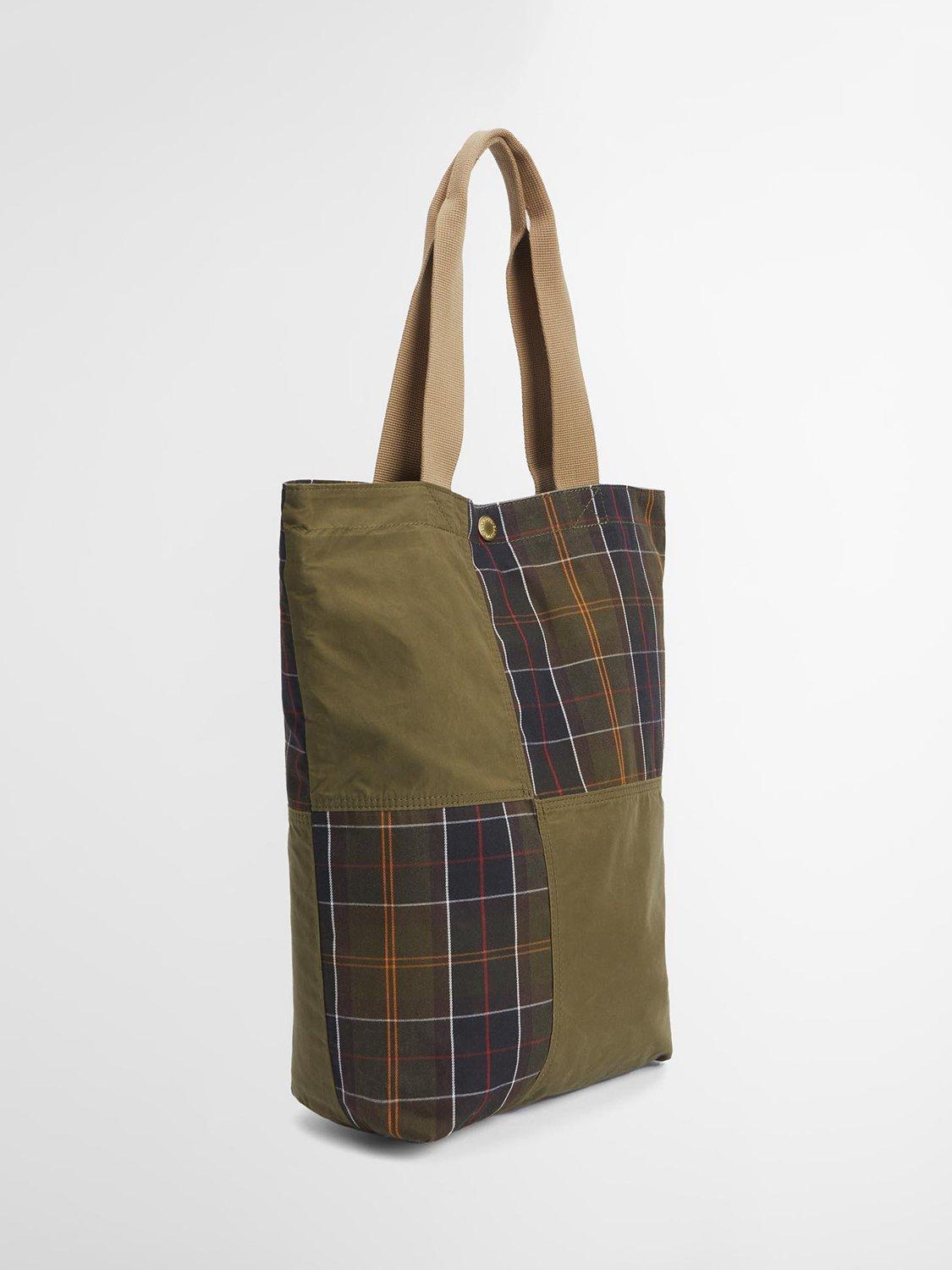 Barbour Transport Patchwork Tote Bag dusky green - British product