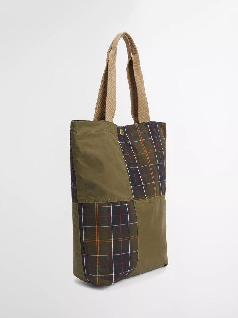 Barbour Transport Patchwork Tote Bag dusky green - British product