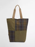 Barbour Transport Patchwork Tote Bag dusky green - British product