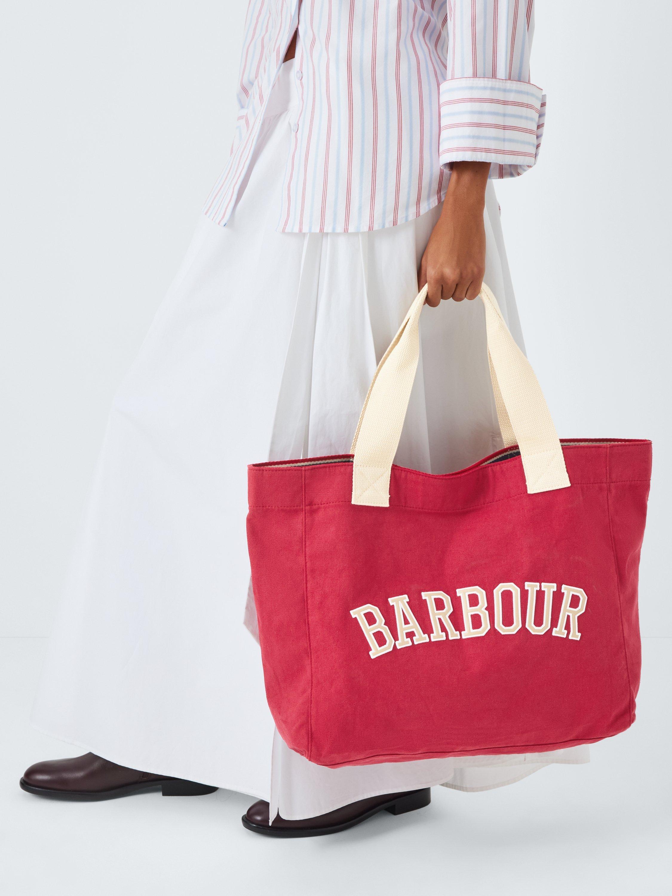 Barbour Logo Holiday tote bag in Athletic Red, imported from the UK