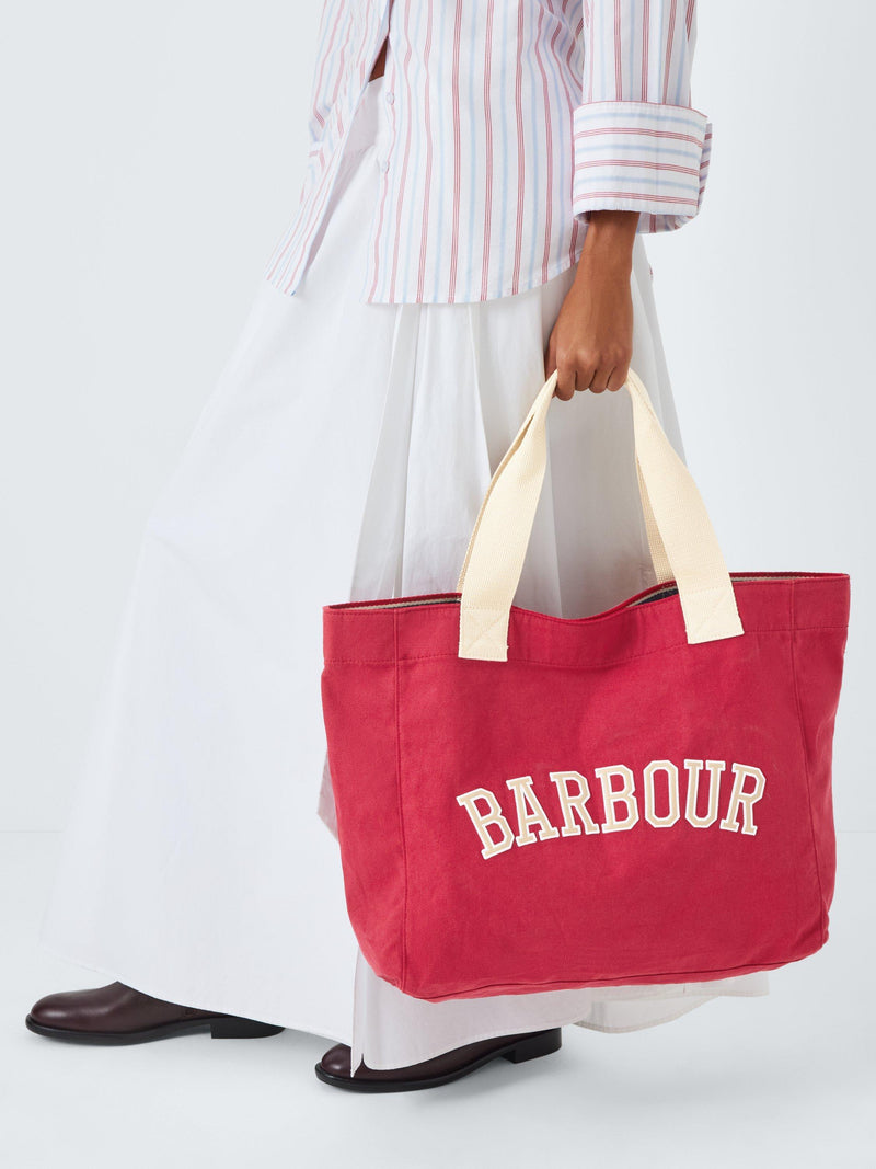 Barbour Logo Holiday tote bag in Athletic Red, imported from the UK