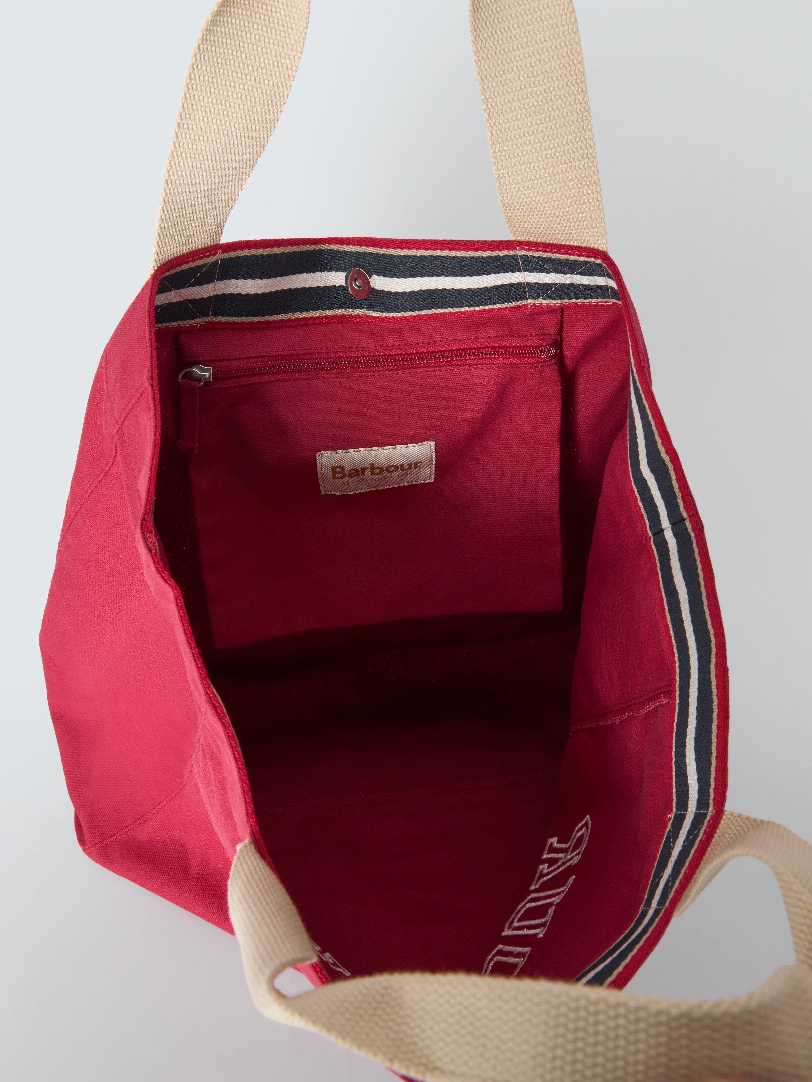 Barbour Logo Holiday tote bag in Athletic Red, imported from the UK