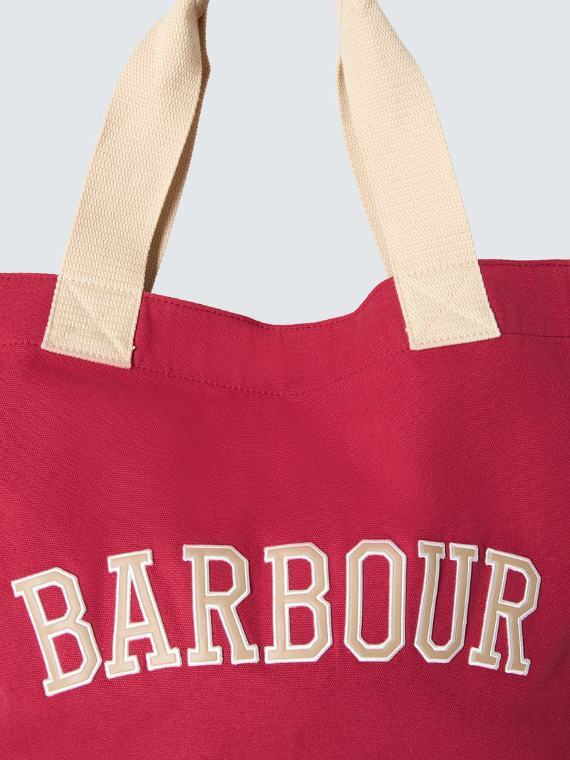 Barbour Logo Holiday tote bag in Athletic Red, imported from the UK