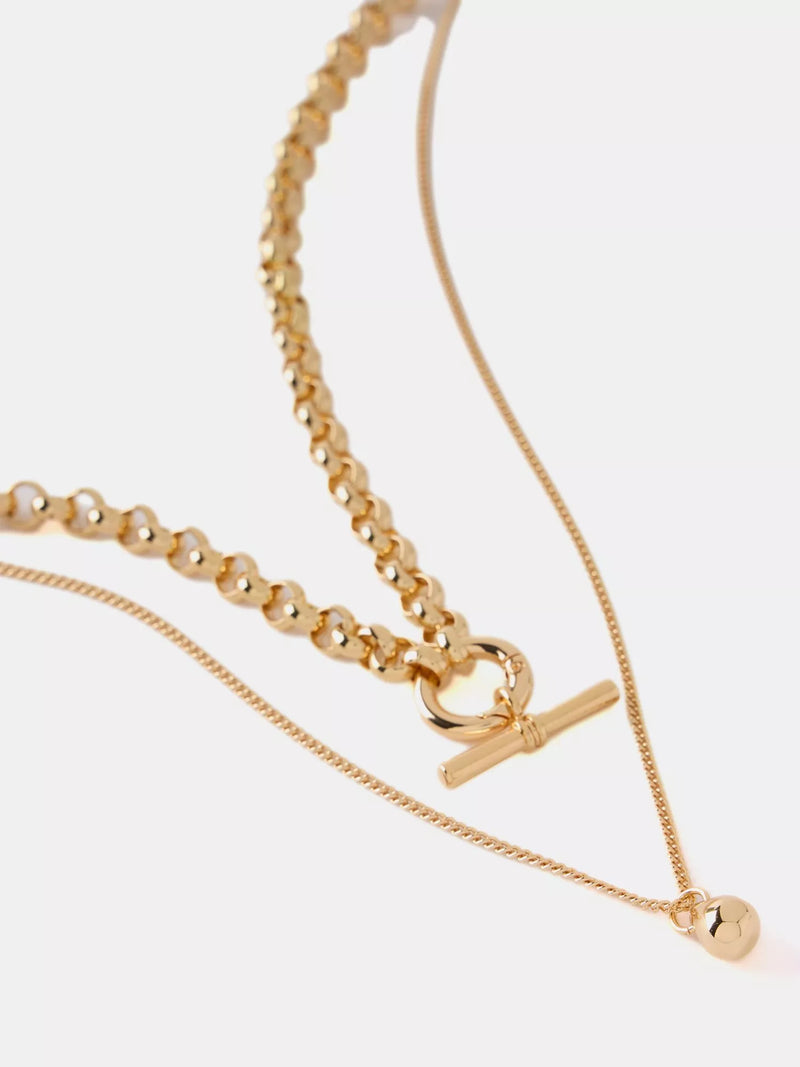 Mint Velvet layered necklace gold toned 45cm - British product