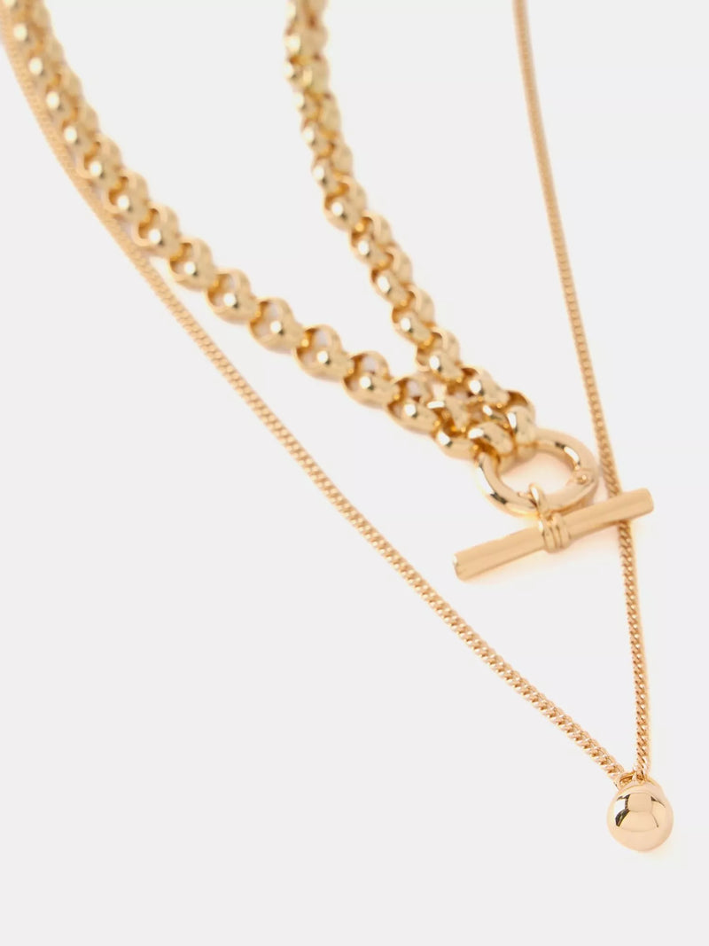 Mint Velvet layered necklace gold toned 45cm - British product
